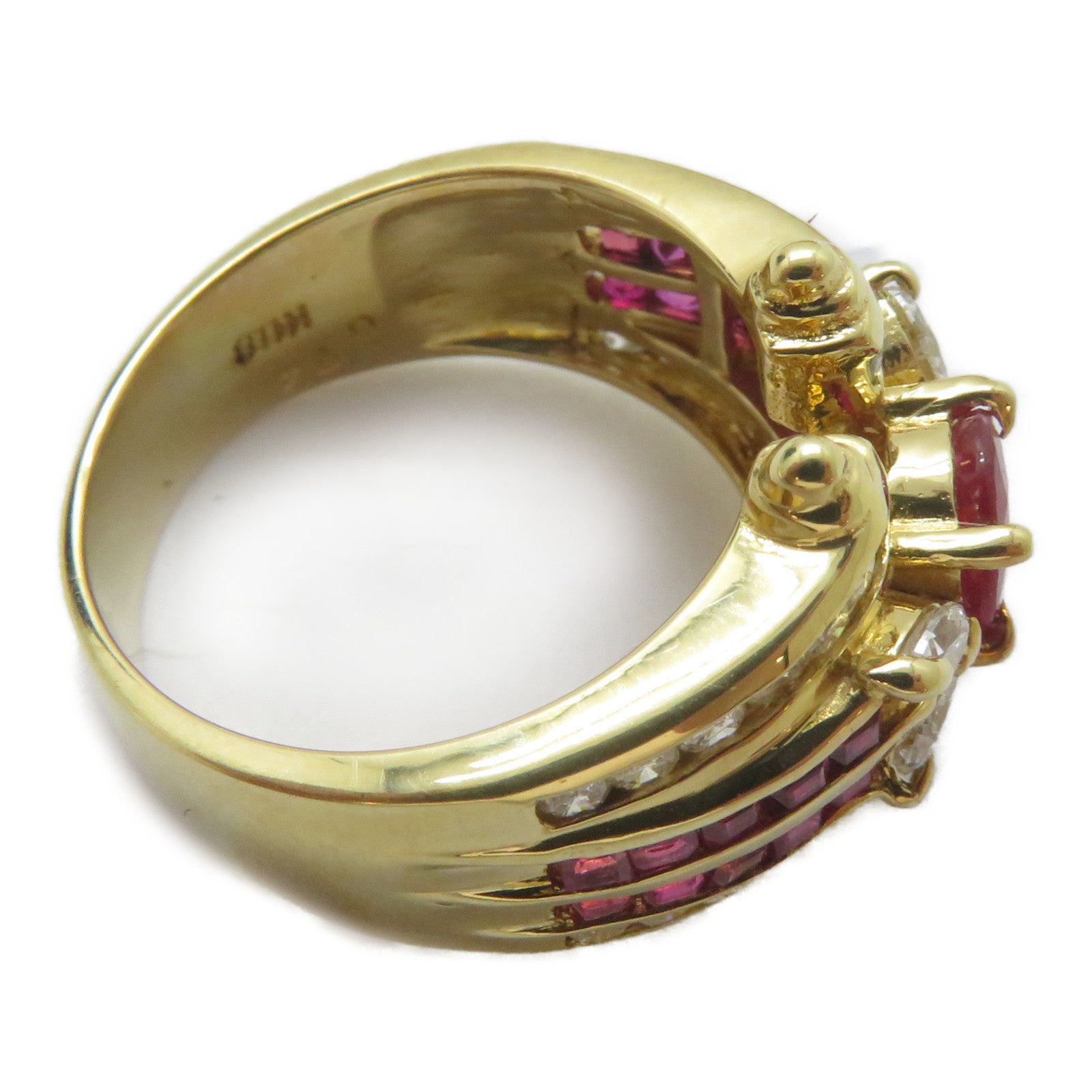 JEWELRY 【激減優惠】18K黃金Ruby Ring 0.92/0.74ct紅寶石/0.91ct鑚石戒指US#6.25