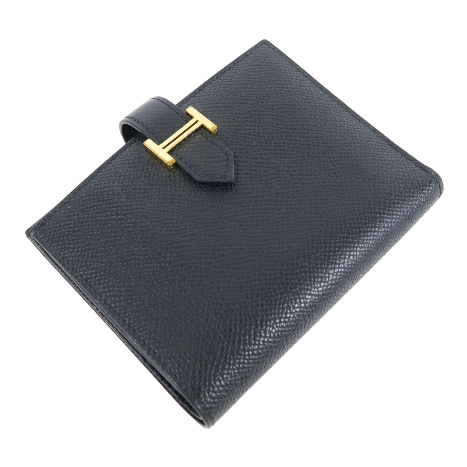 HERMES Epsom皮革Bearn Compact金扣錢包Noir
