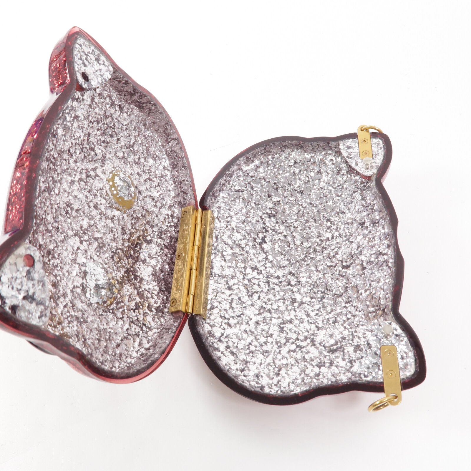 GUCCI Plexiglass Glitter Cat Clutch鏈帶肩背袋