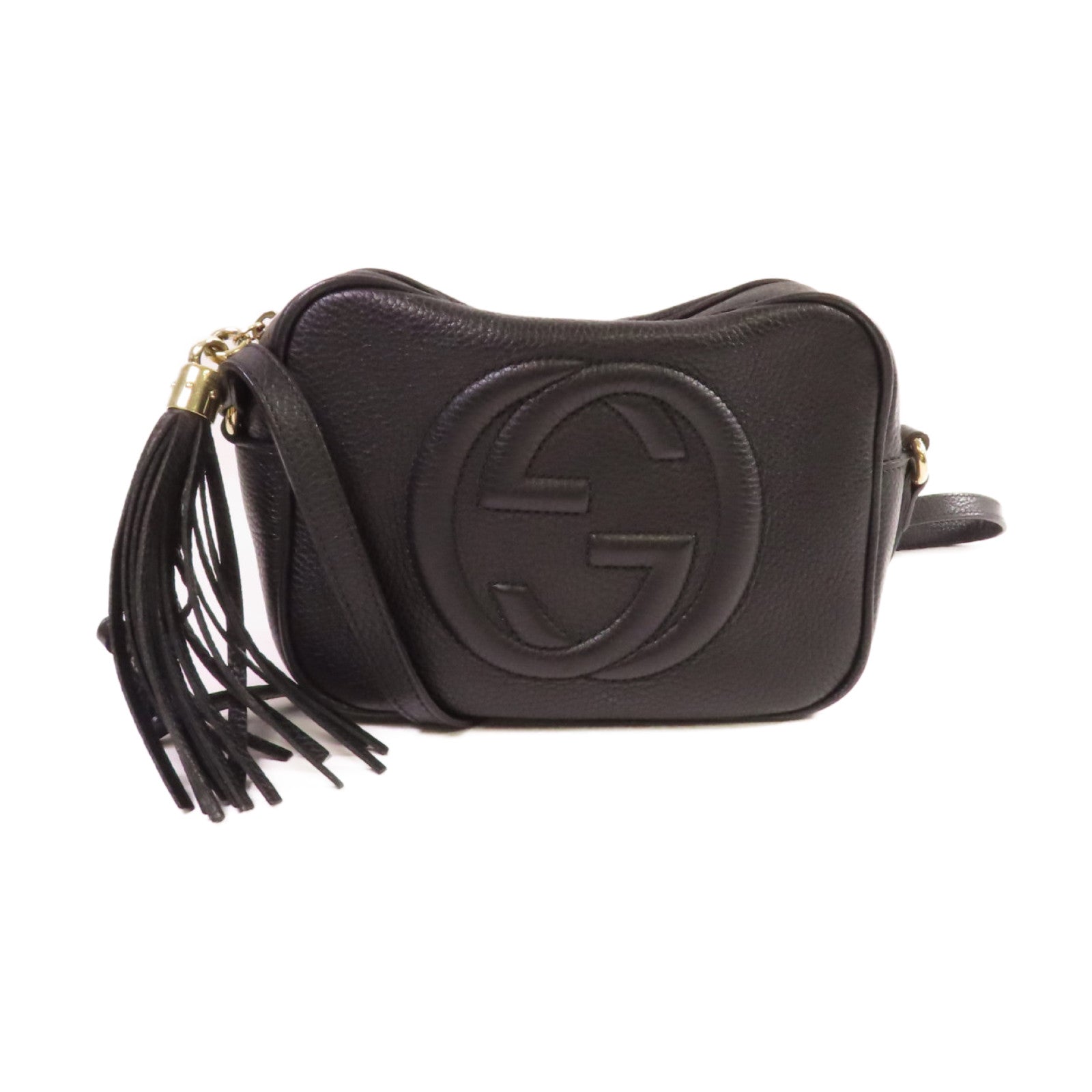 GUCCI 牛皮皮革Soho Small Disco Shoulder Bag金扣肩背袋黑色