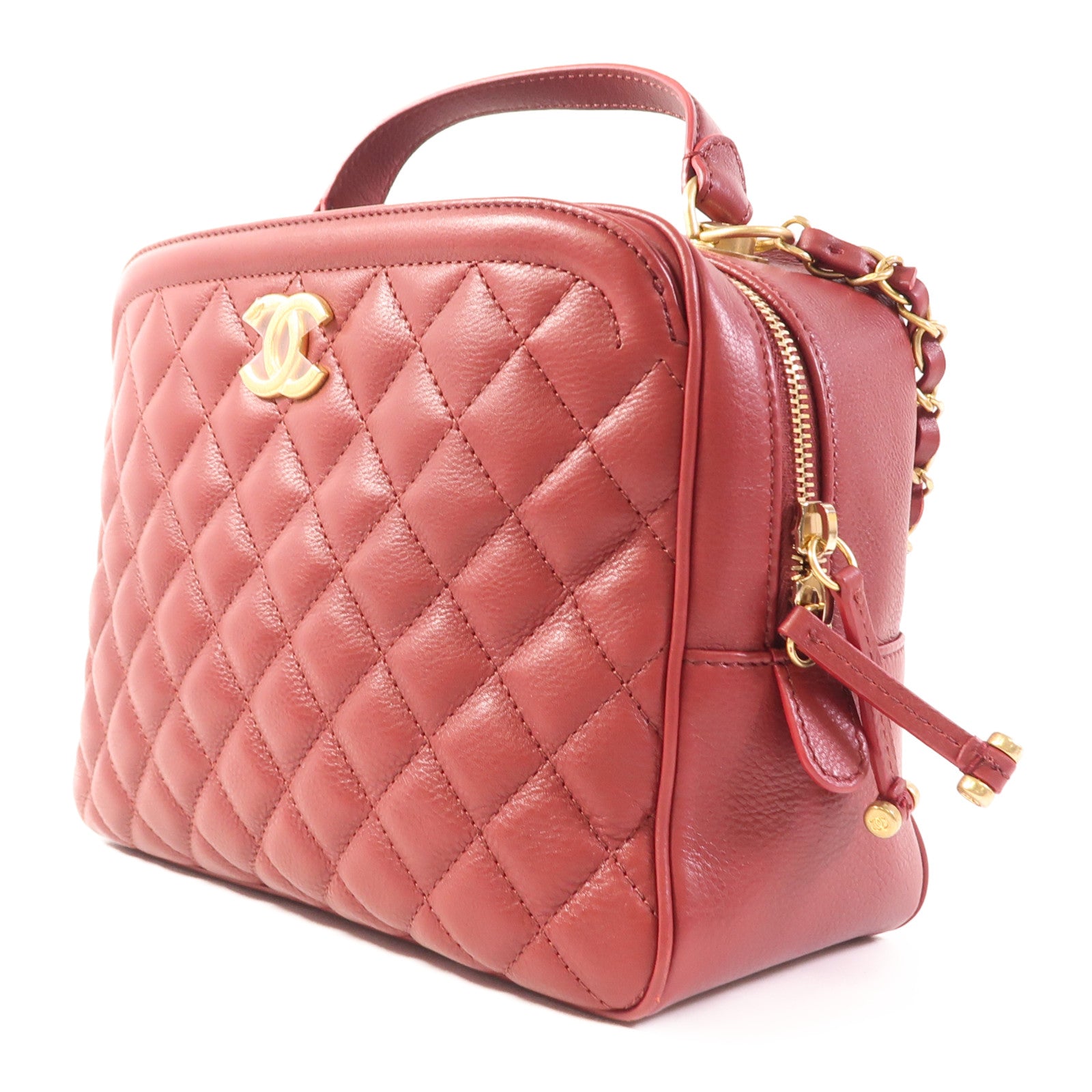 CHANEL 羊皮皮革Shoulder Bag金扣手挽肩背兩用袋