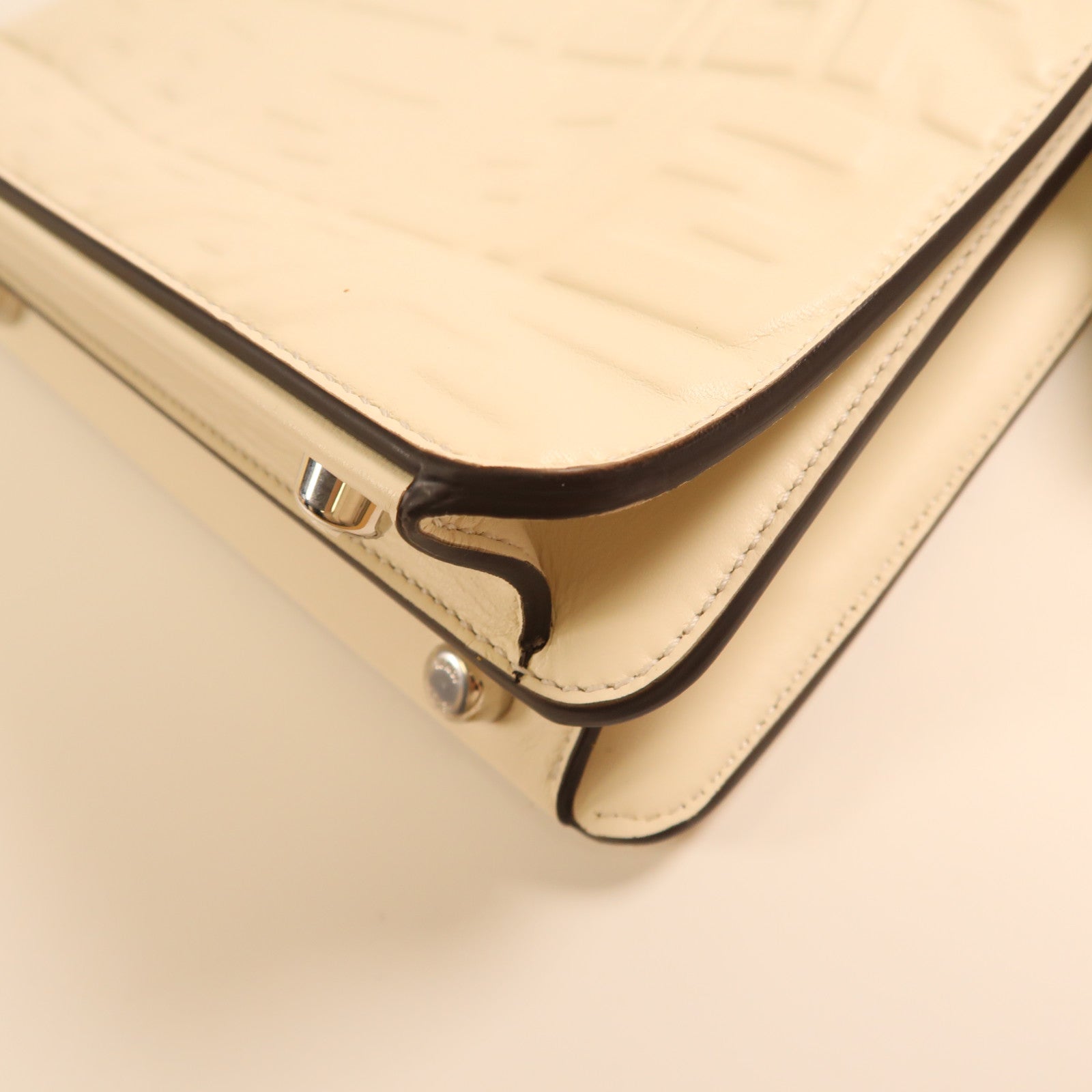 FENDI SHW Peekaboo 2Way Shoulder Handbag Calfskin Leather 7VA530 White