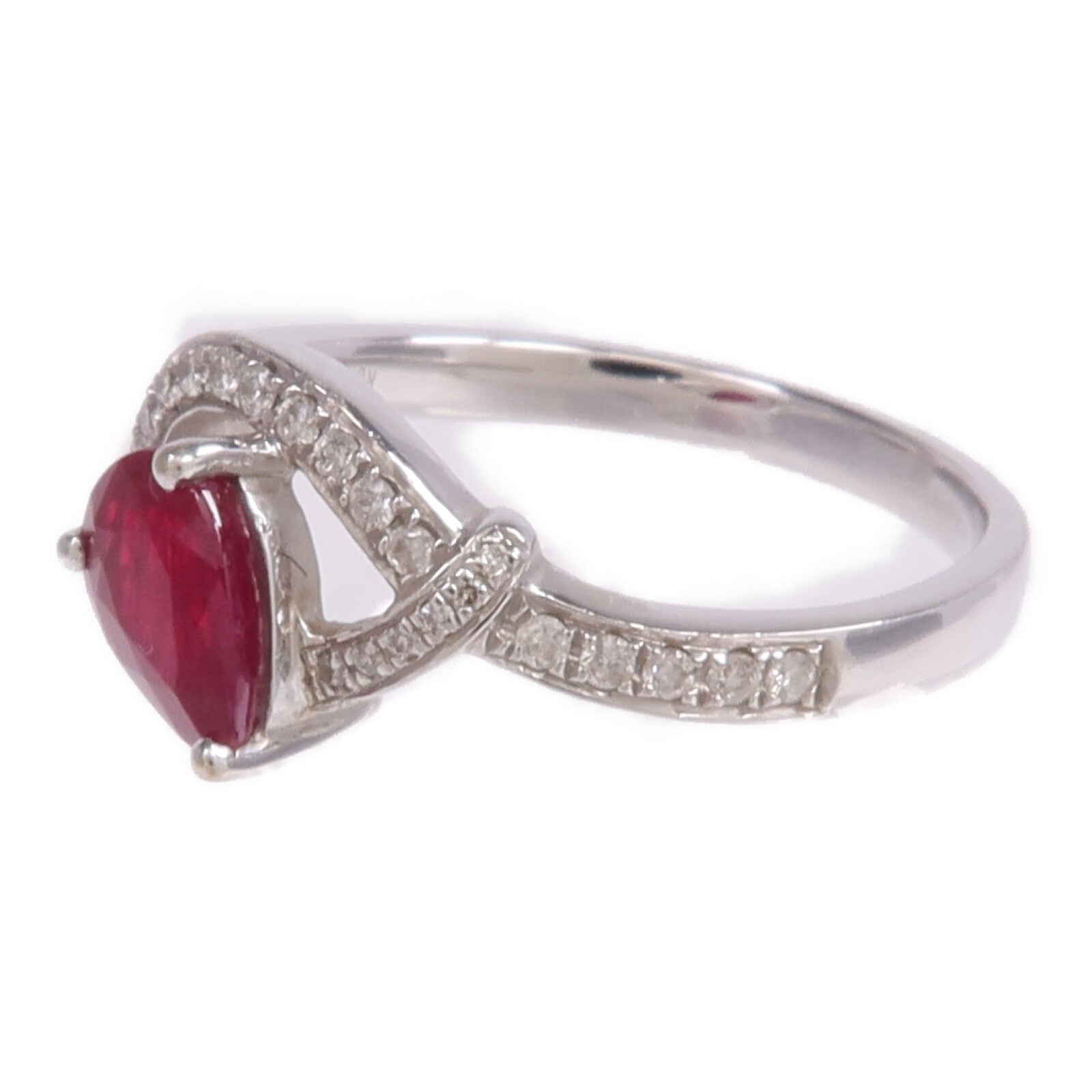 JEWELRY 18K白金Ruby Diamond Ring紅寶石/鑽石戒指US#6.5