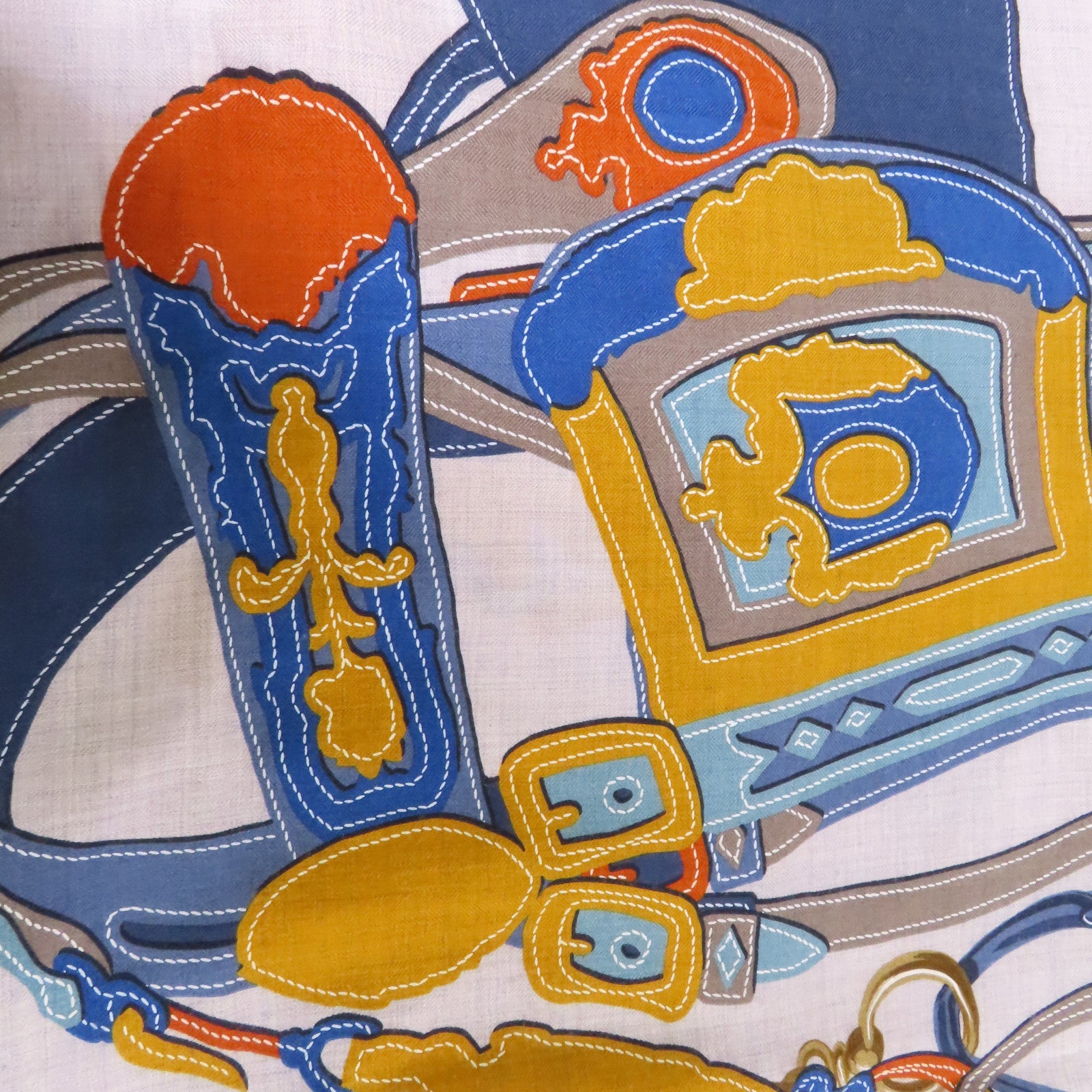 HERMES 絲質Scarf圍巾深藍色/灰色