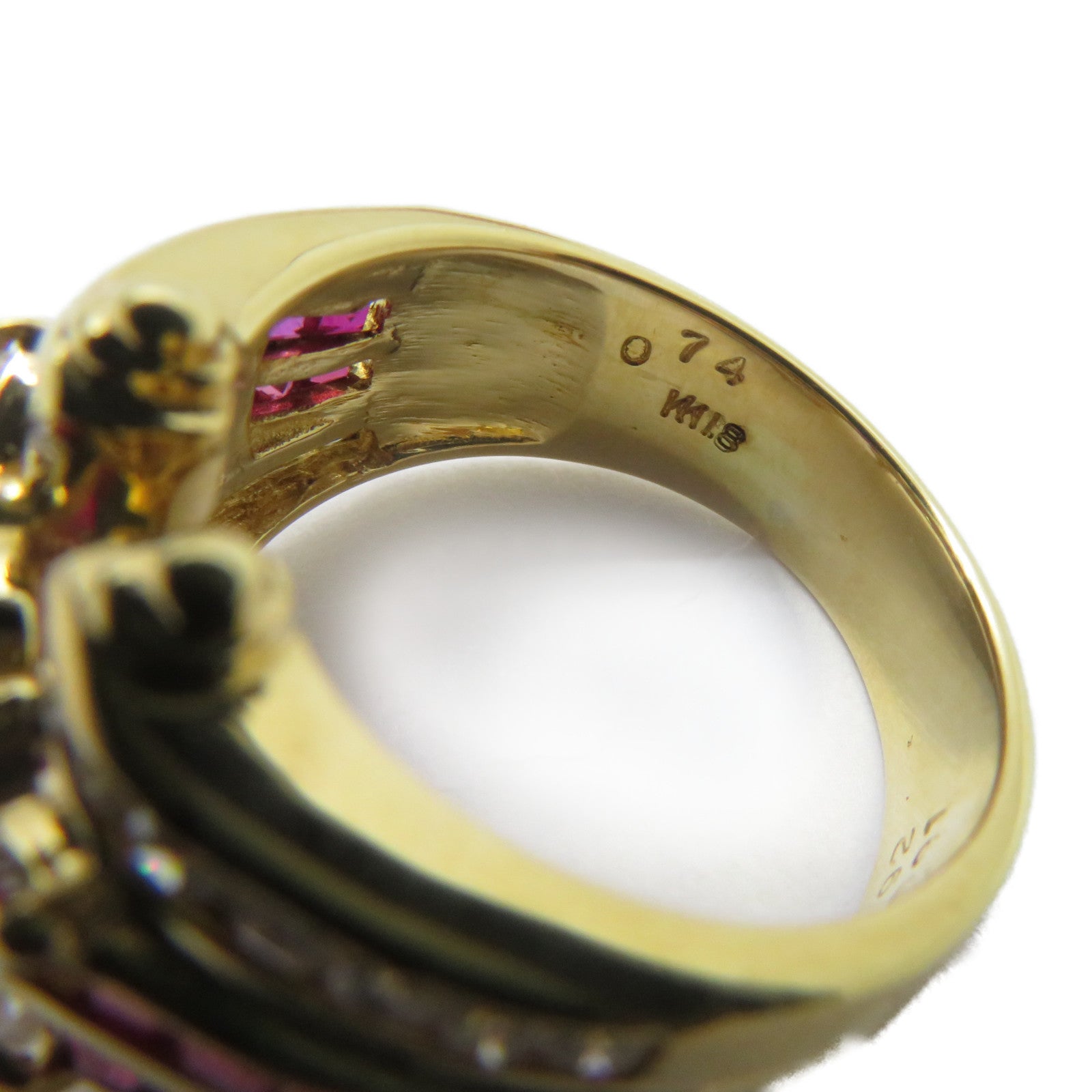 JEWELRY 【激減優惠】18K黃金Ruby Ring 0.92/0.74ct紅寶石/0.91ct鑚石戒指US#6.25