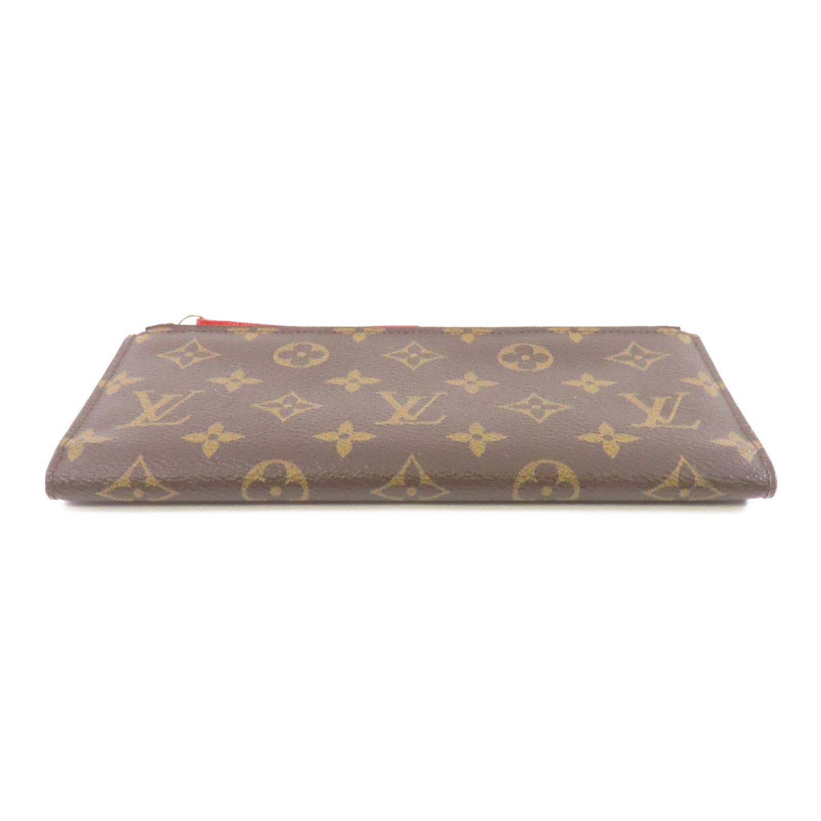 LOUIS VUITTON Monogram Double Zipper Wallet金扣長錢包啡色/紅色
