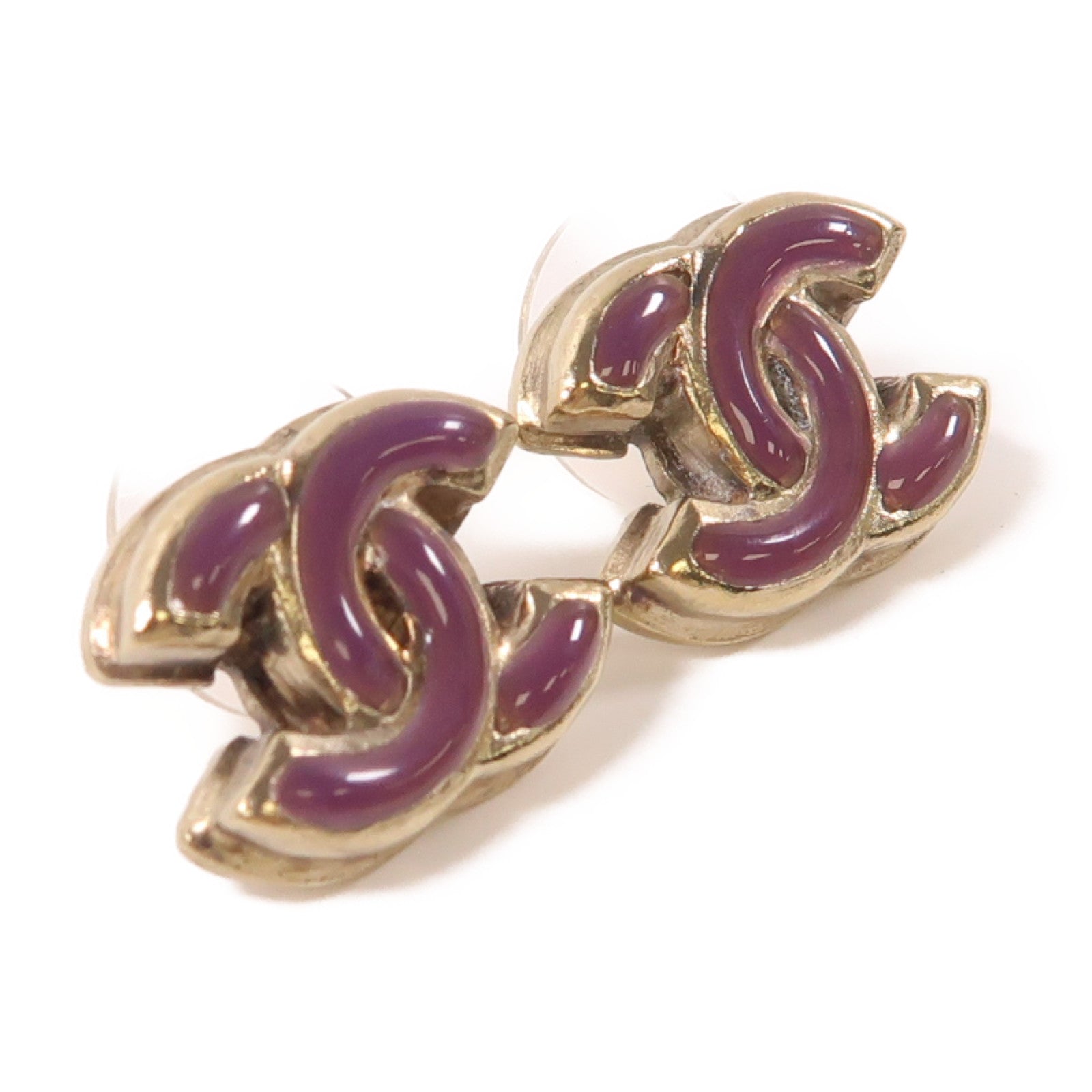 CHANEL 金屬Earrings耳環金色/紫色