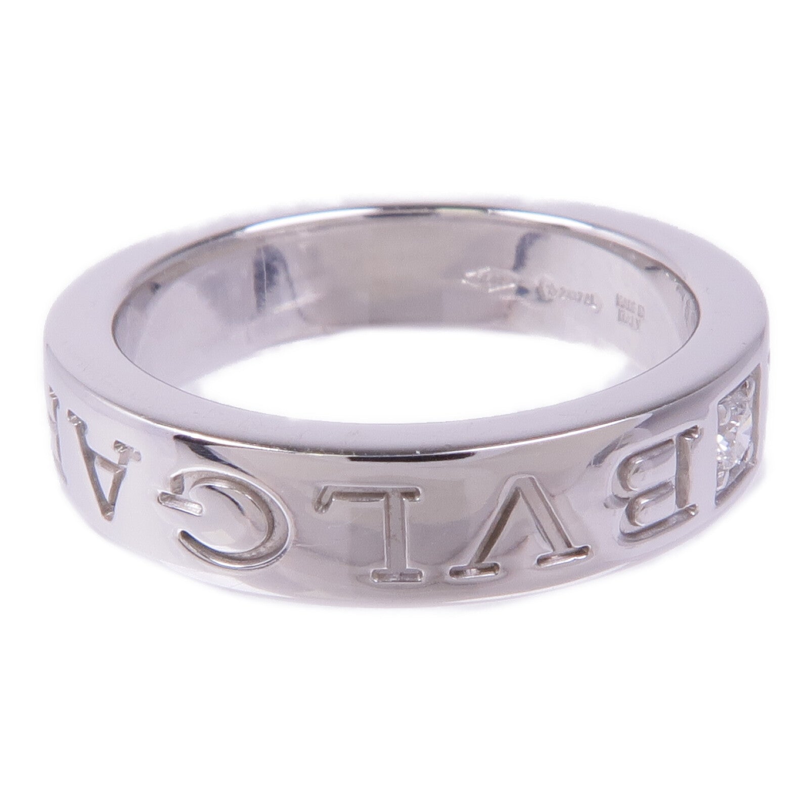 BVLGARI 18K白金B-zero1 Double Logo Diamond Ring鑽石戒指US#3.5