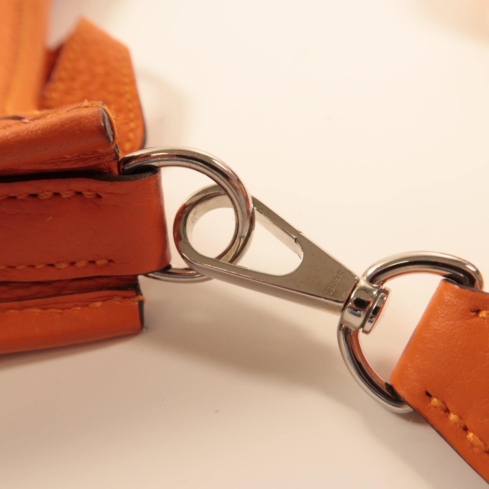 HERMES Clemence皮革Evelyne TPM銀扣肩背袋橙色