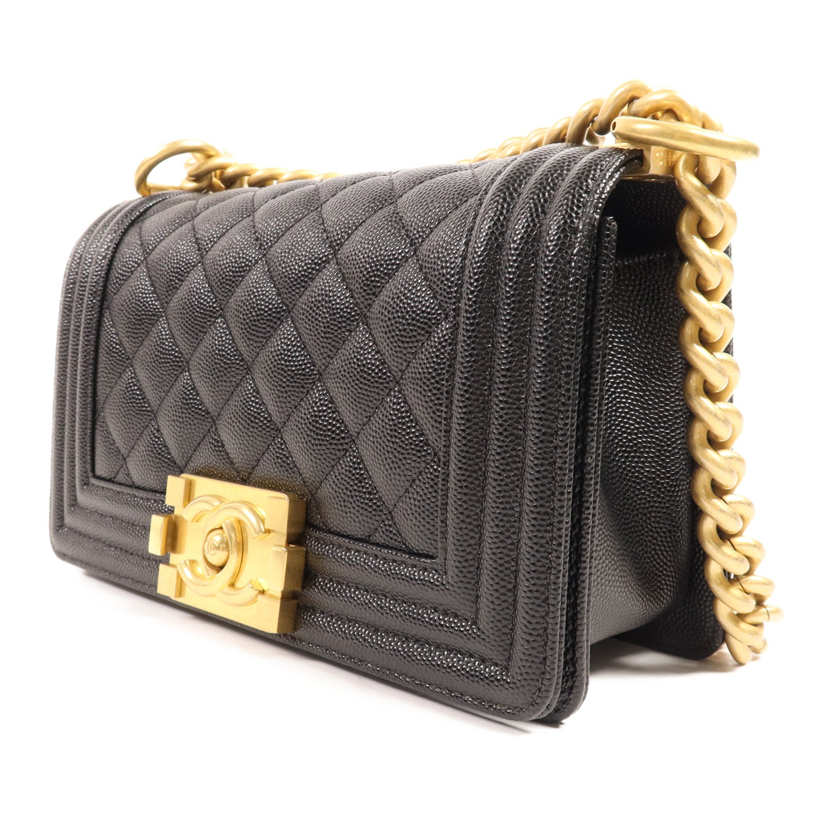 CHANEL 牛皮皮革Boy 20金扣鏈帶肩背袋