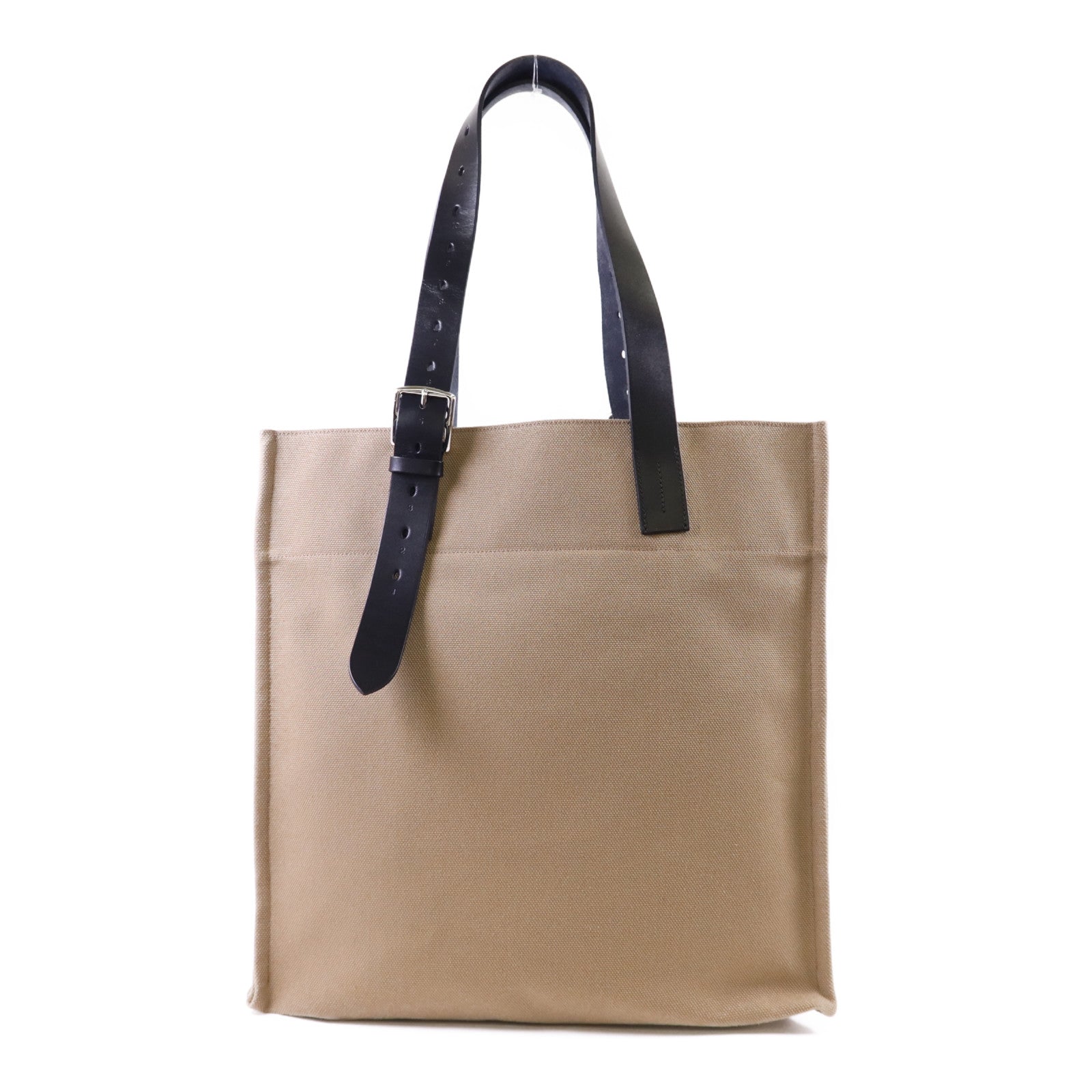 HERMES 帆布Etriviere Shopping Bag銀扣手挽袋Beige Marfa/Noir