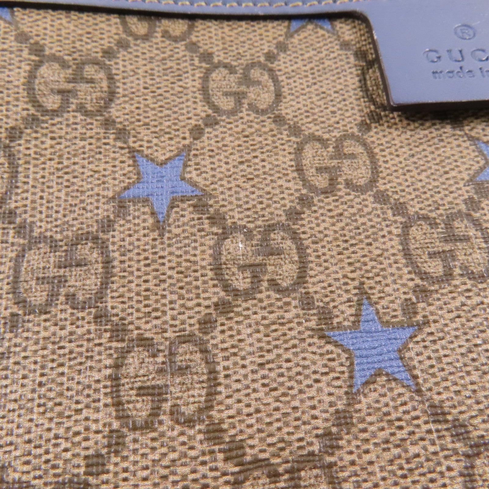 GUCCI GG Tote Bag 309497 PVC Coated Canvas Brown Blue