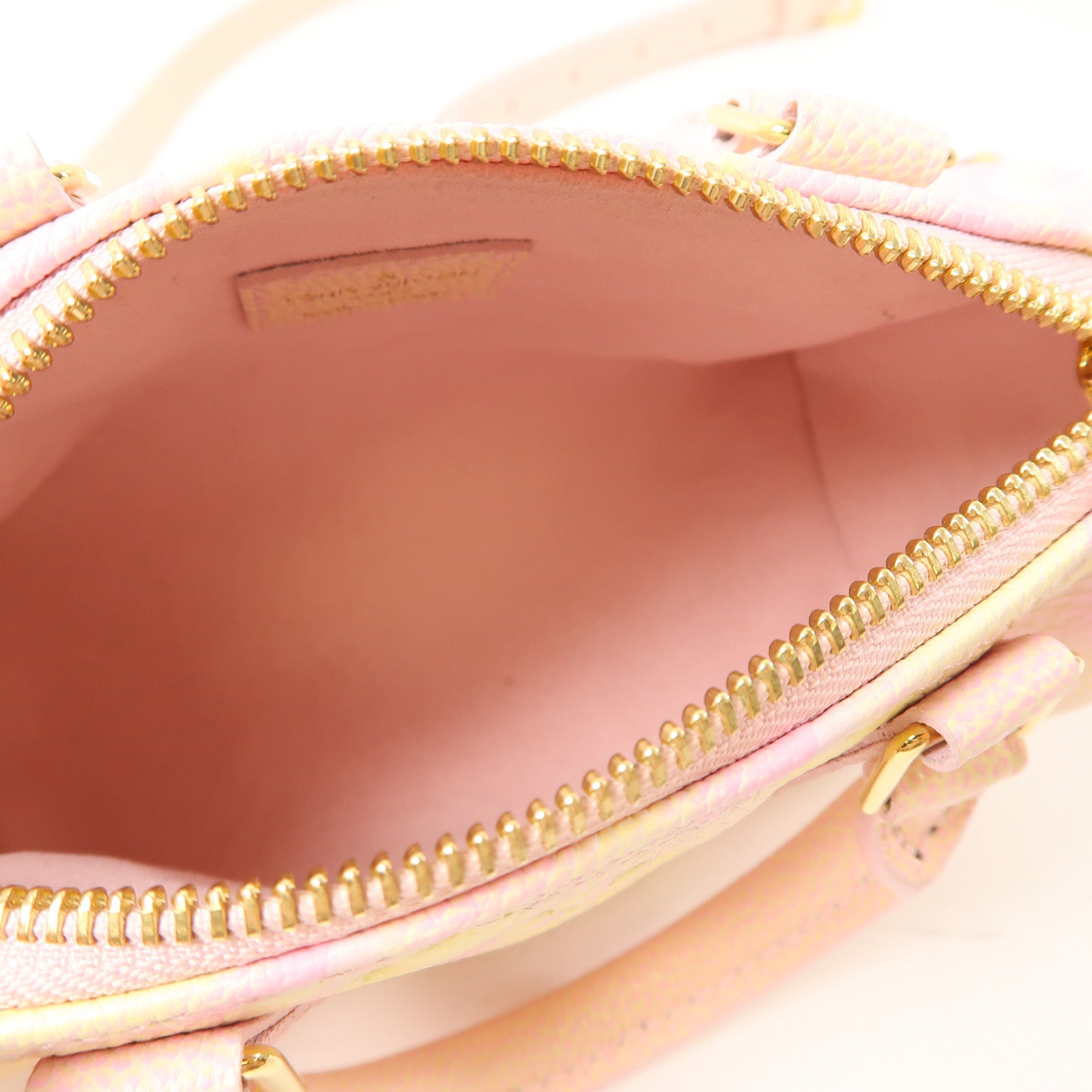 LOUIS VUITTON Monogram Empreinte Nano Speedy金扣手挽肩背兩用袋粉紅色/黃色