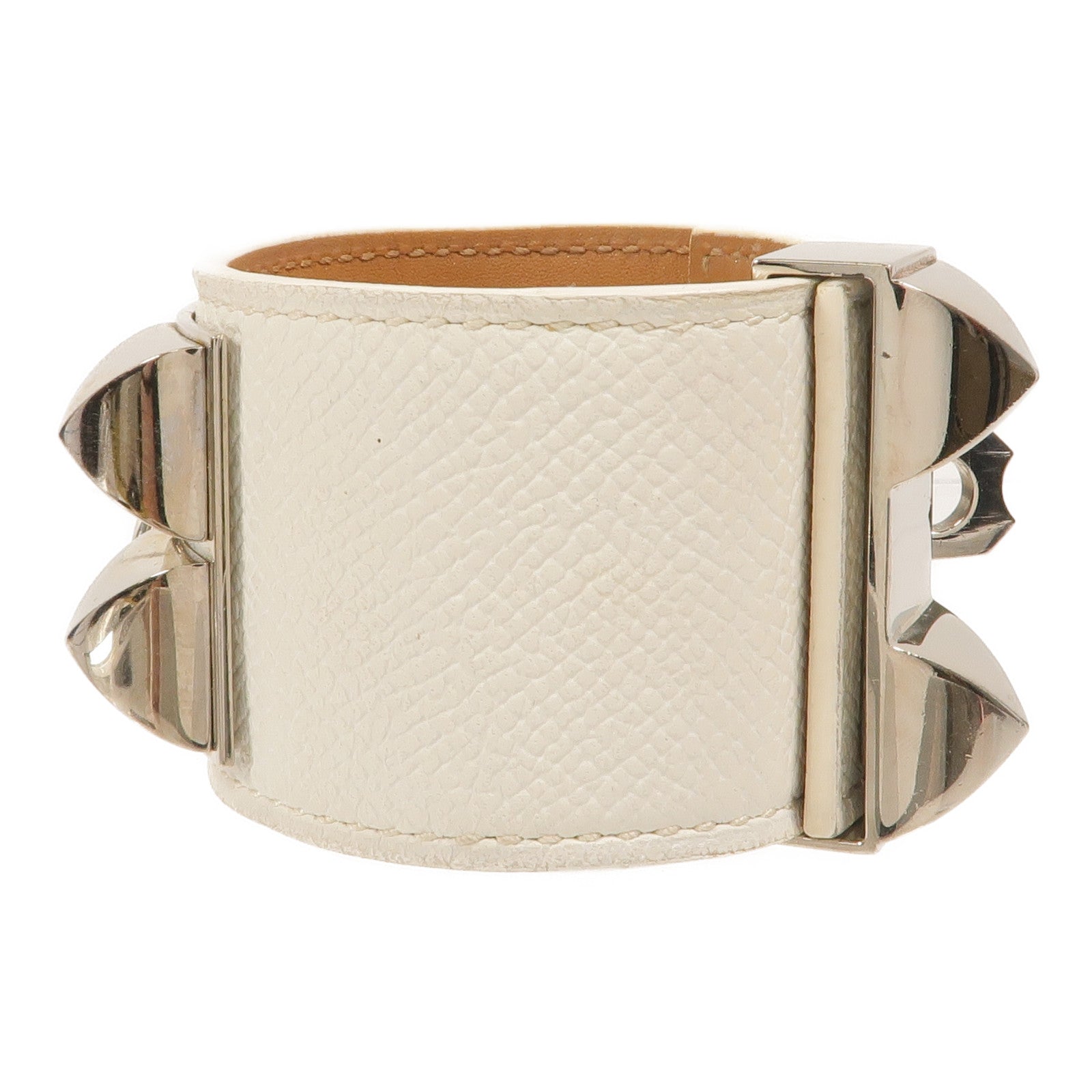HERMES Epsom皮革/金屬Collier De Chien Bracelet手鐲