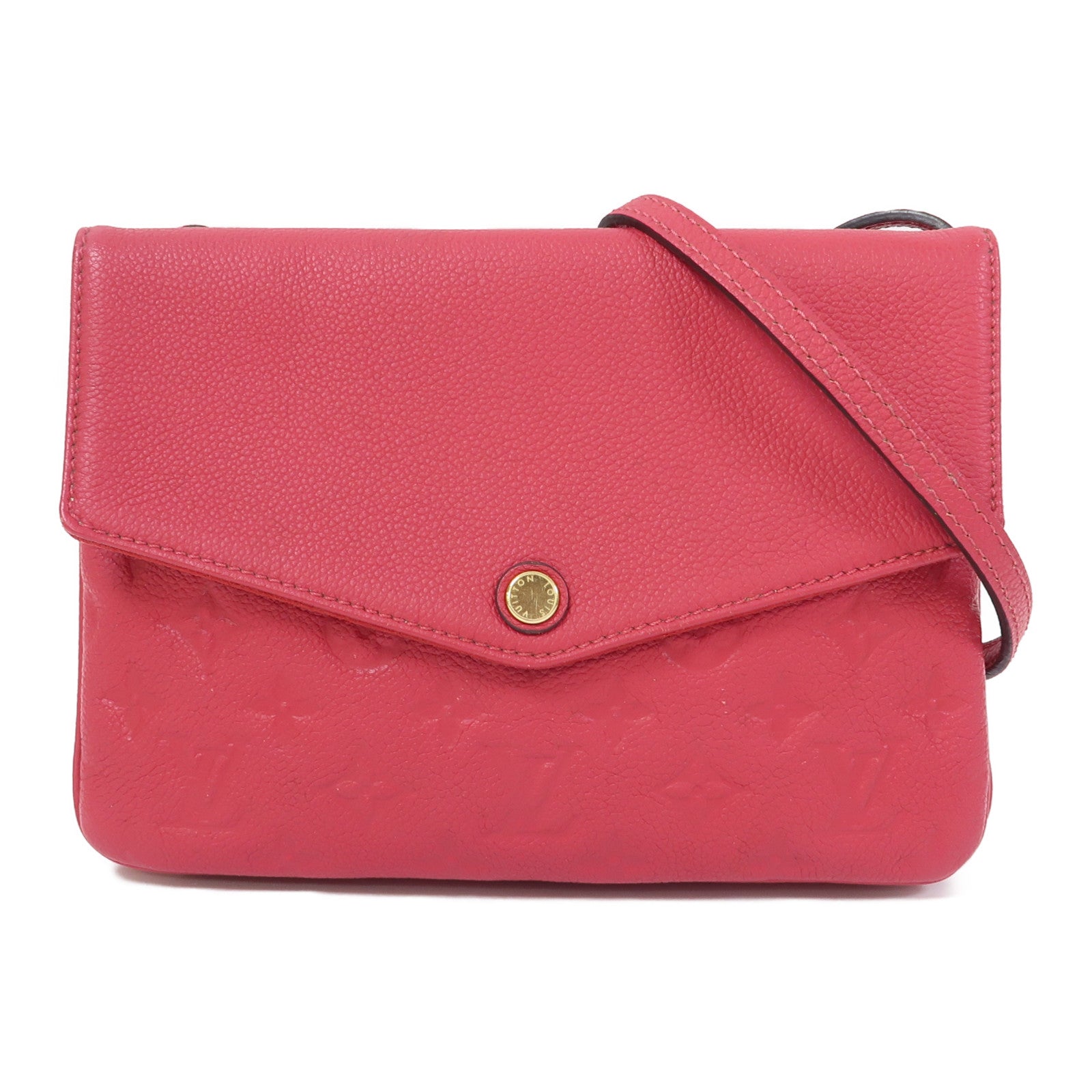 LOUIS VUITTON Monogram Empreinte Twice金扣肩背袋紅色