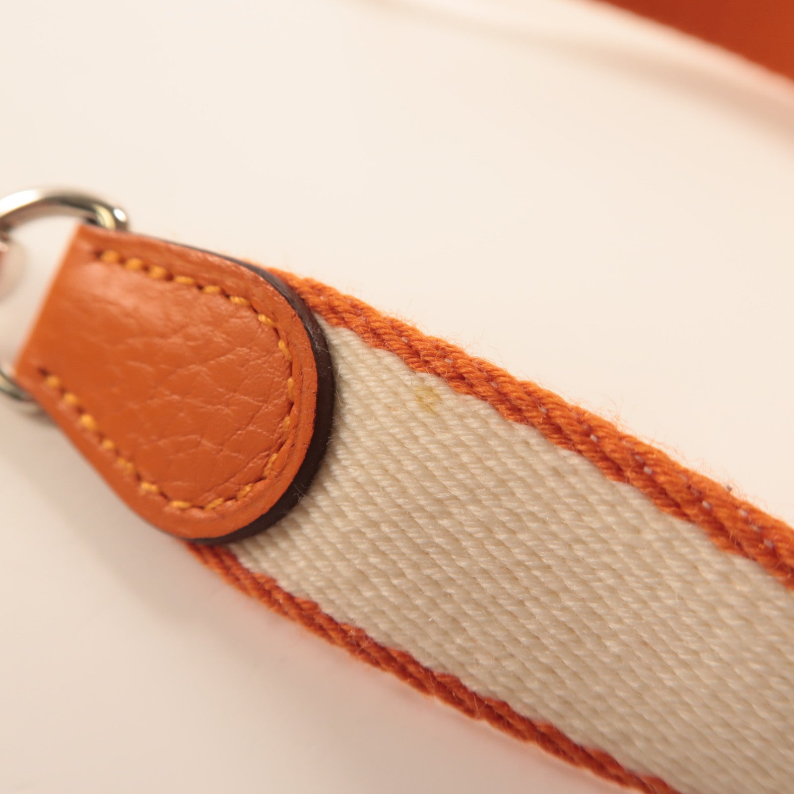 HERMES Clemence皮革Evelyne TPM銀扣肩背袋橙色