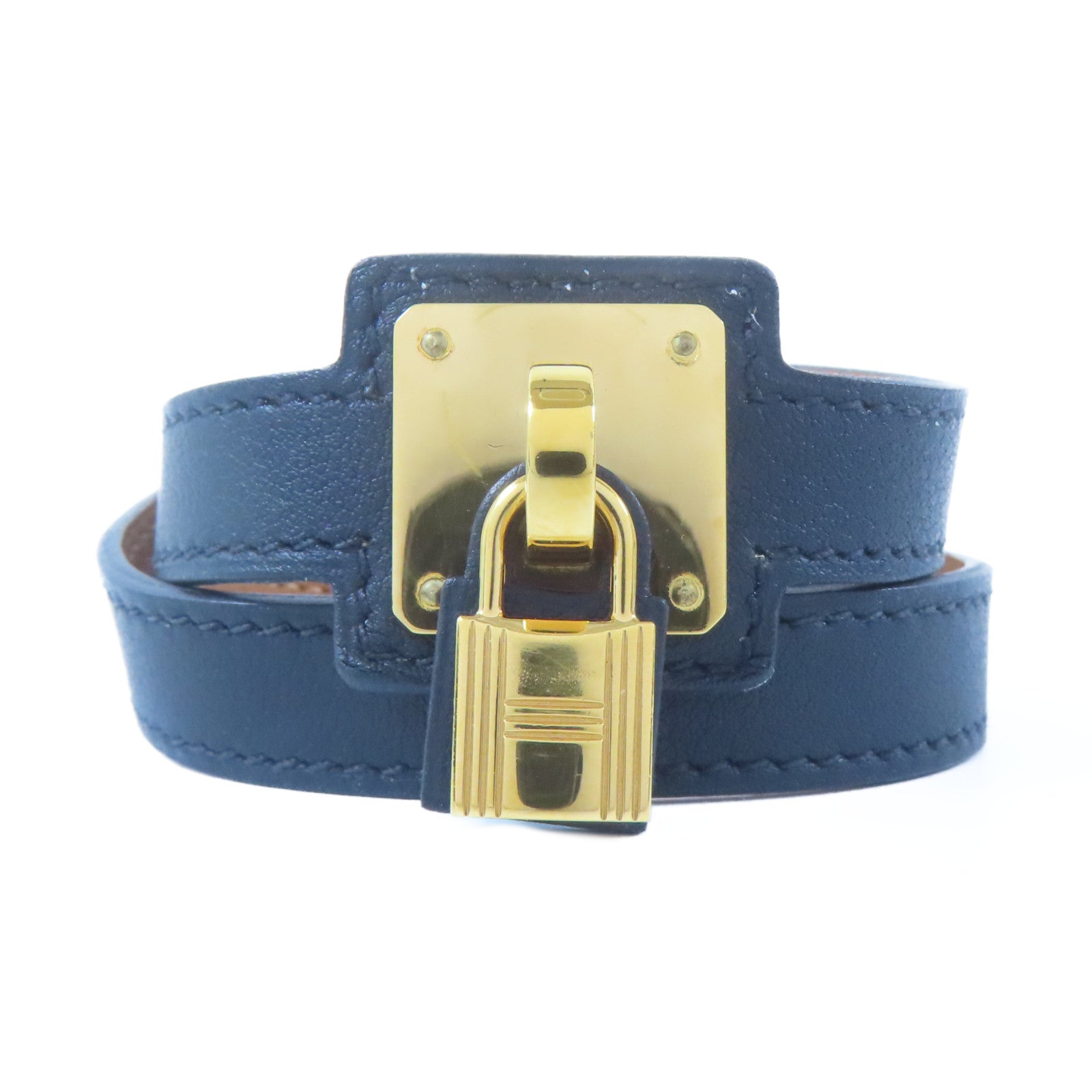 HERMES Swift皮革O'Kelly Bracelet金扣手鐲黑色