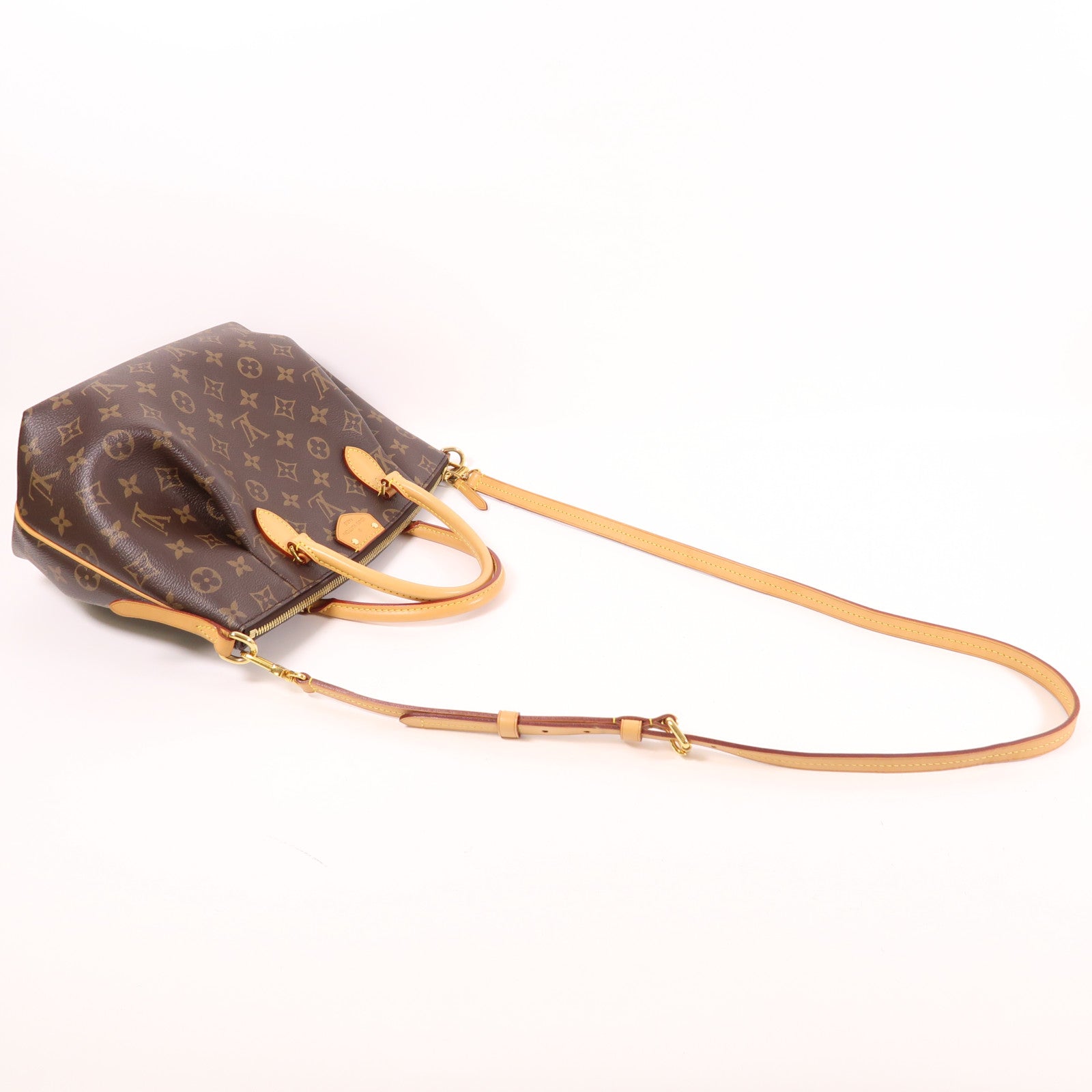 LOUIS VUITTON Monogram Turenne PM金扣手挽肩背兩用袋棕色