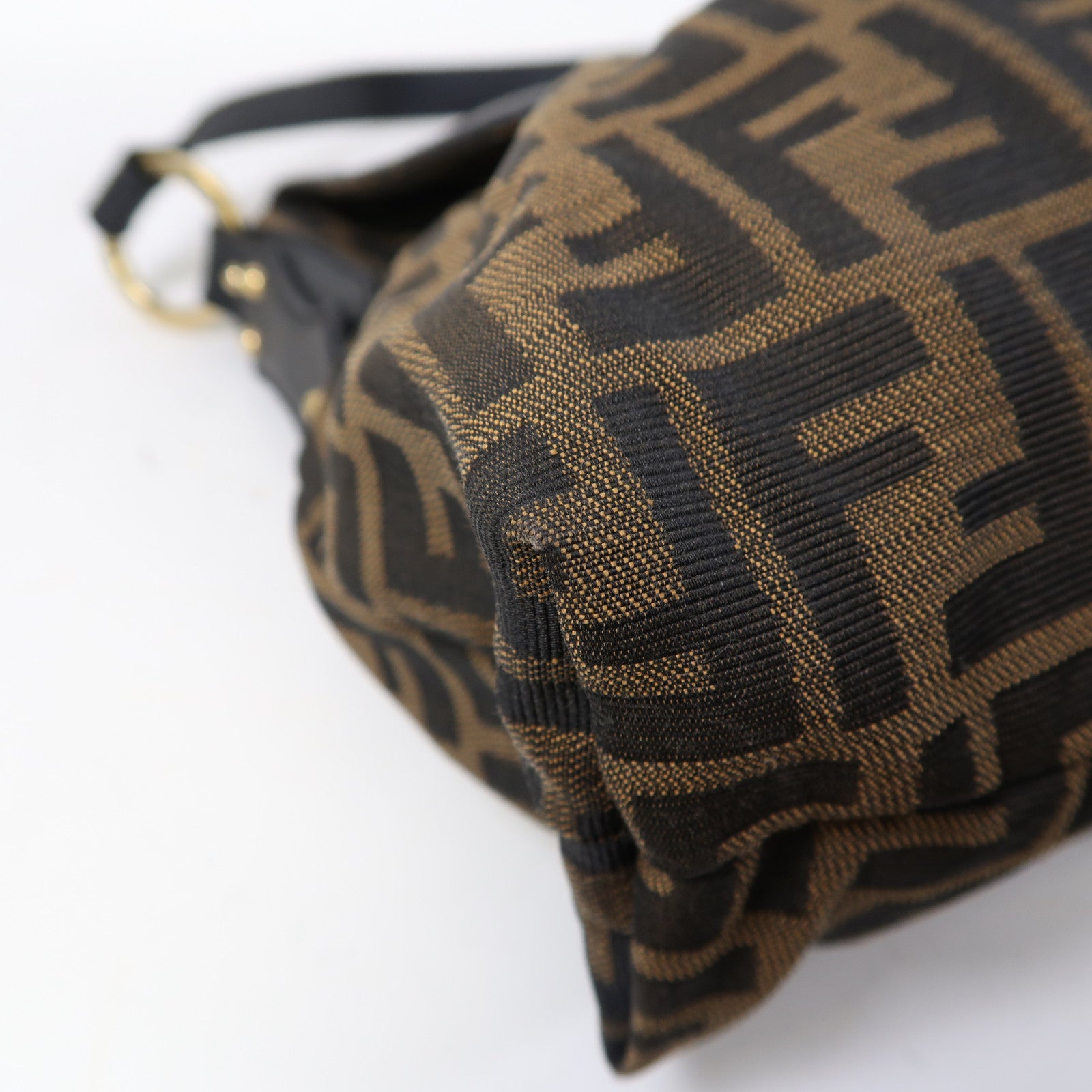 FENDI 帆布Shoulder Bag金扣肩背袋啡色