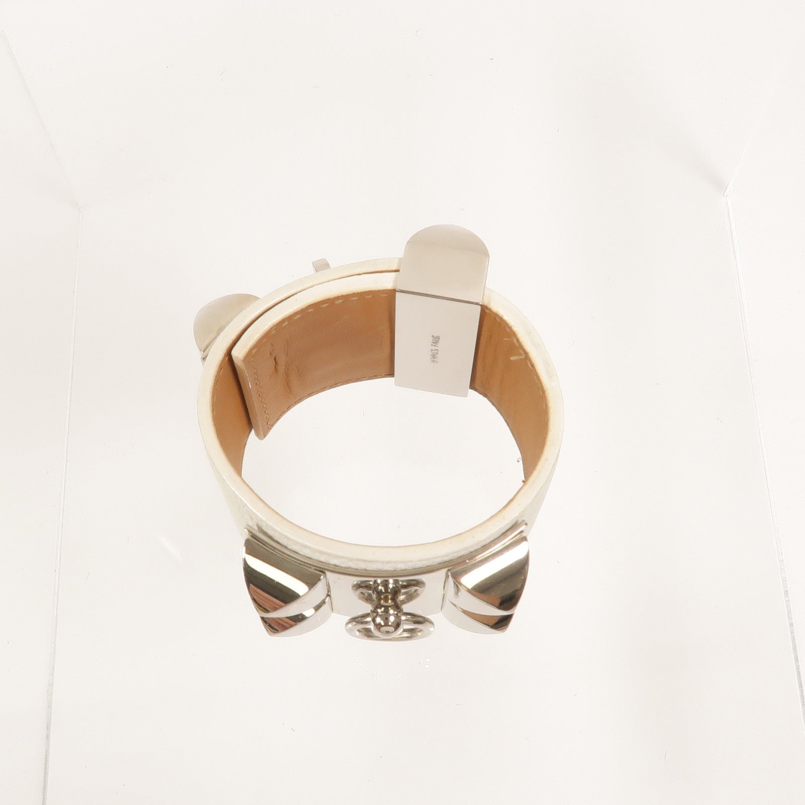 HERMES Epsom皮革/金屬Collier De Chien Bracelet手鐲