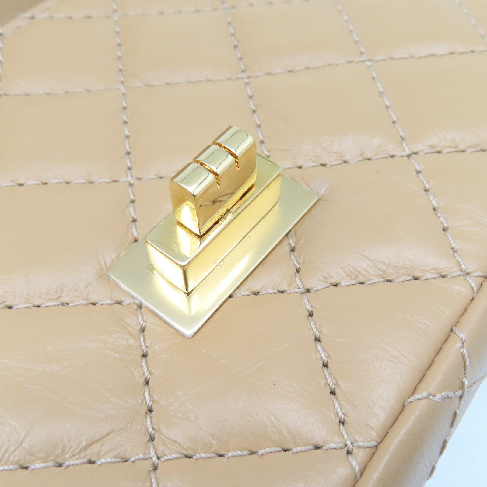 CHANEL 菱格牛皮皮革Mini 2.55 Chain Shoulder Bag金扣鏈帶肩背袋啡色