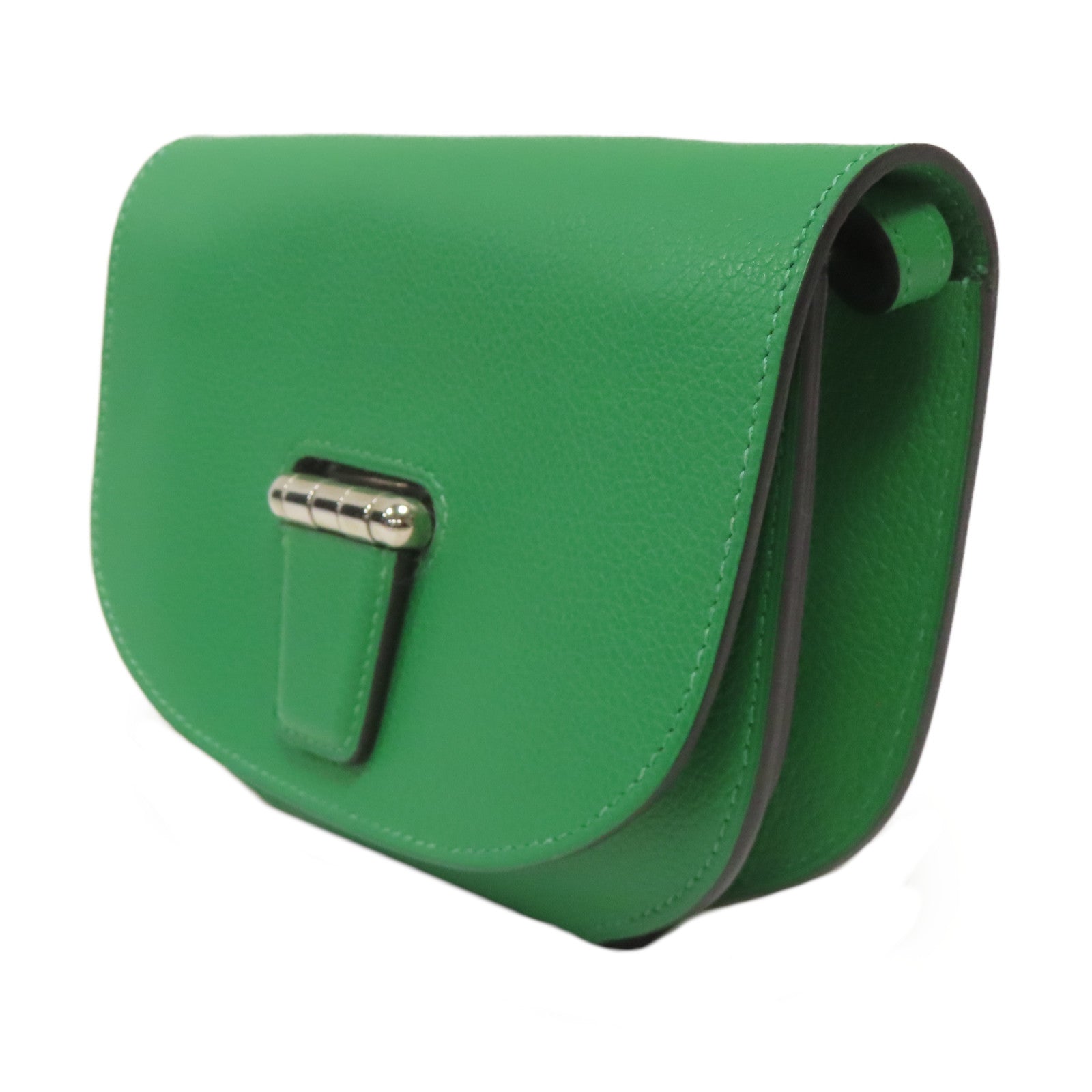 HERMES 【激減優惠】Evercolor皮革Mini Convoyeur銀扣肩背袋竹子綠色