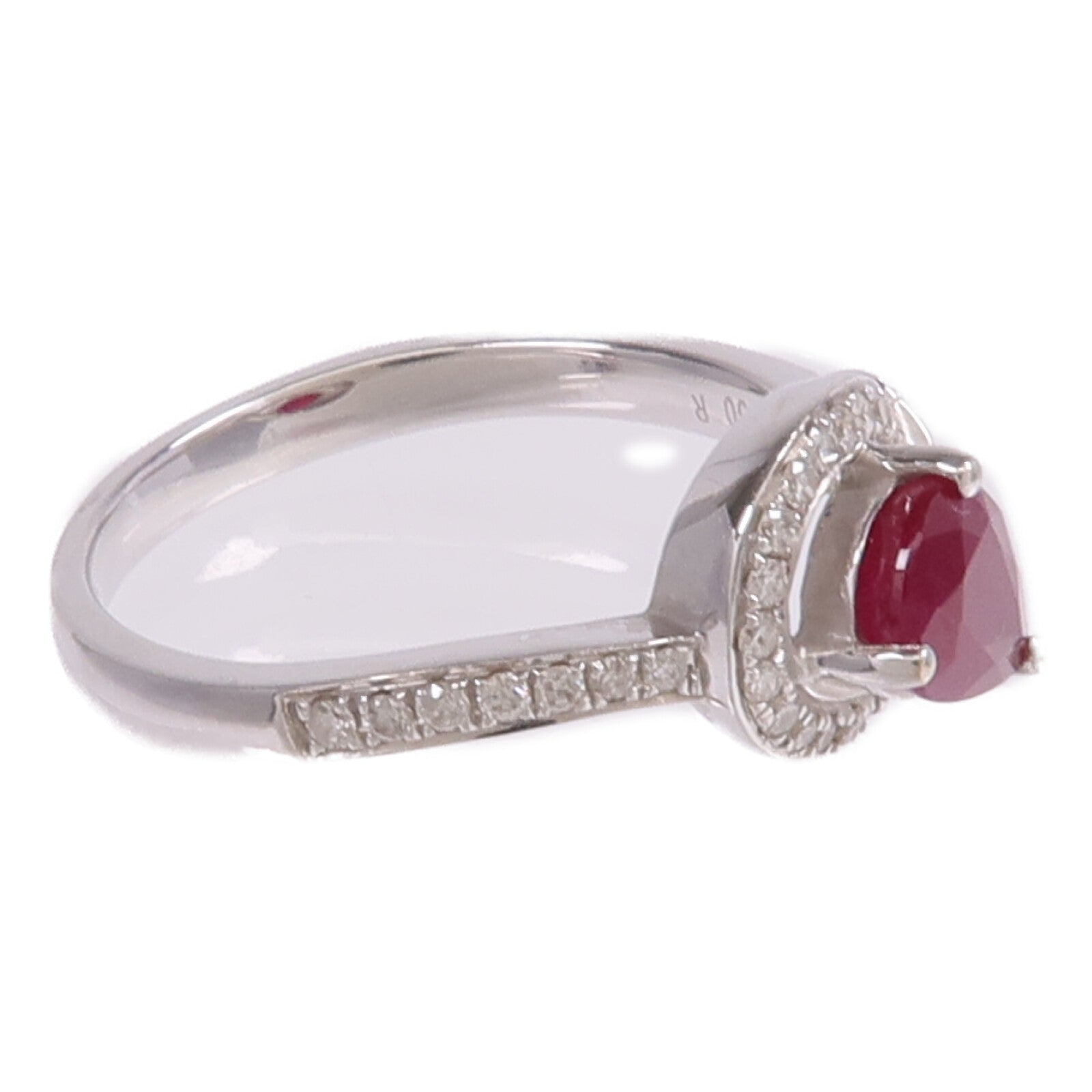 JEWELRY 18K白金Ruby Diamond Ring紅寶石/鑽石戒指US#6.5
