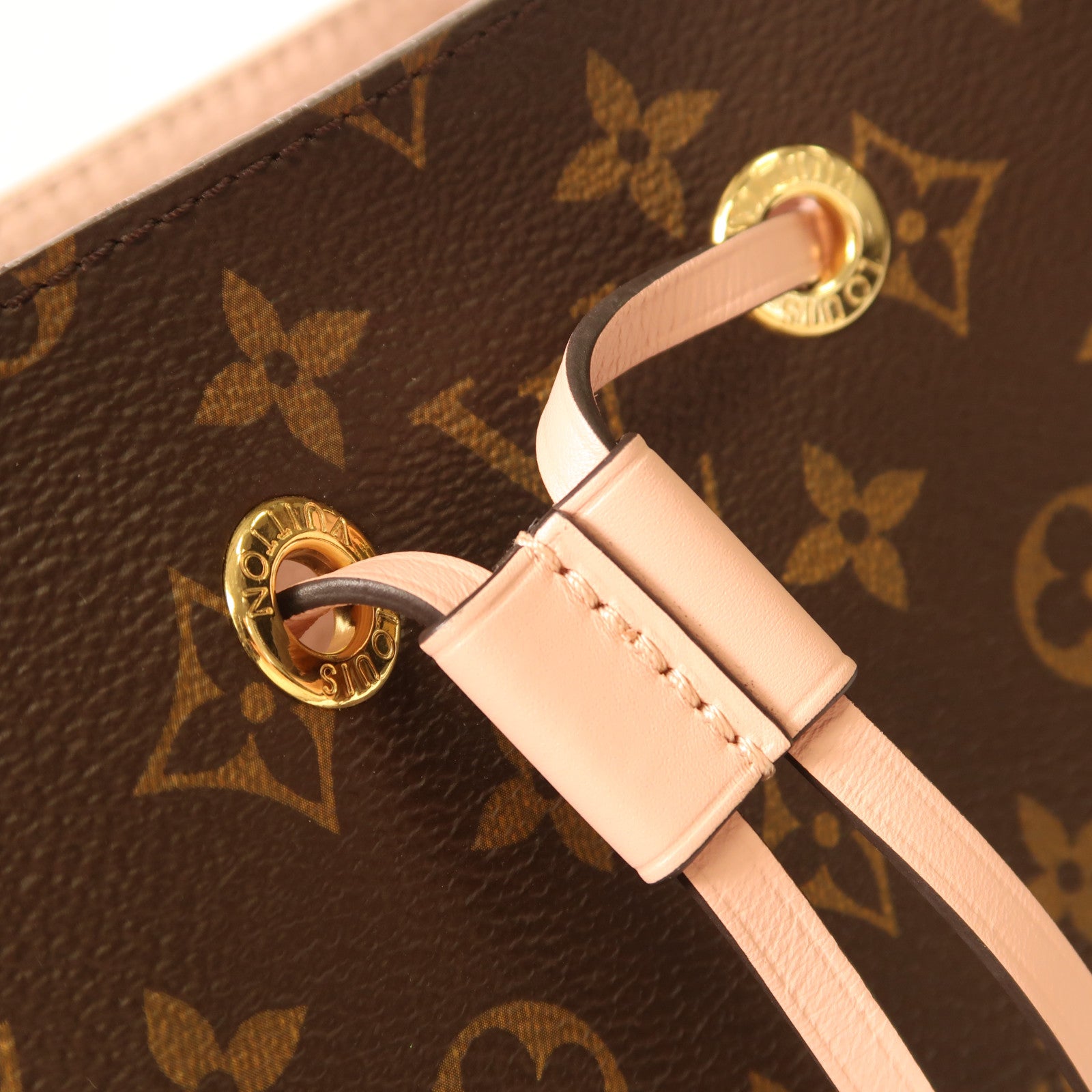 LOUIS VUITTON Monogram Neo Noe金扣手挽肩背兩用袋啡色/粉紅色