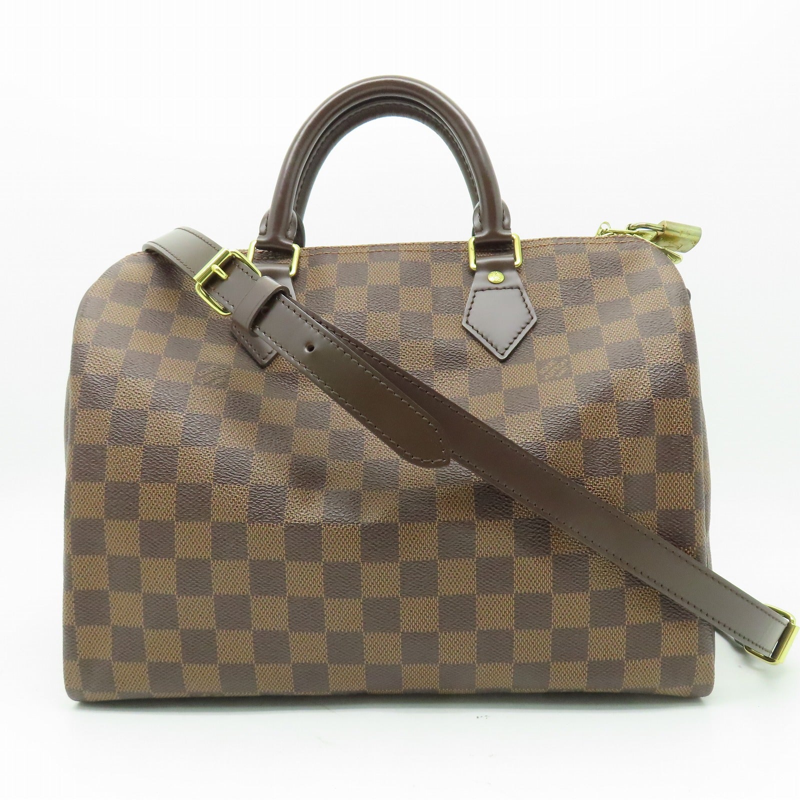 LOUIS VUITTON 【激減優惠】Damier Speedy Bandouliere 30金扣手挽肩背兩用袋啡色