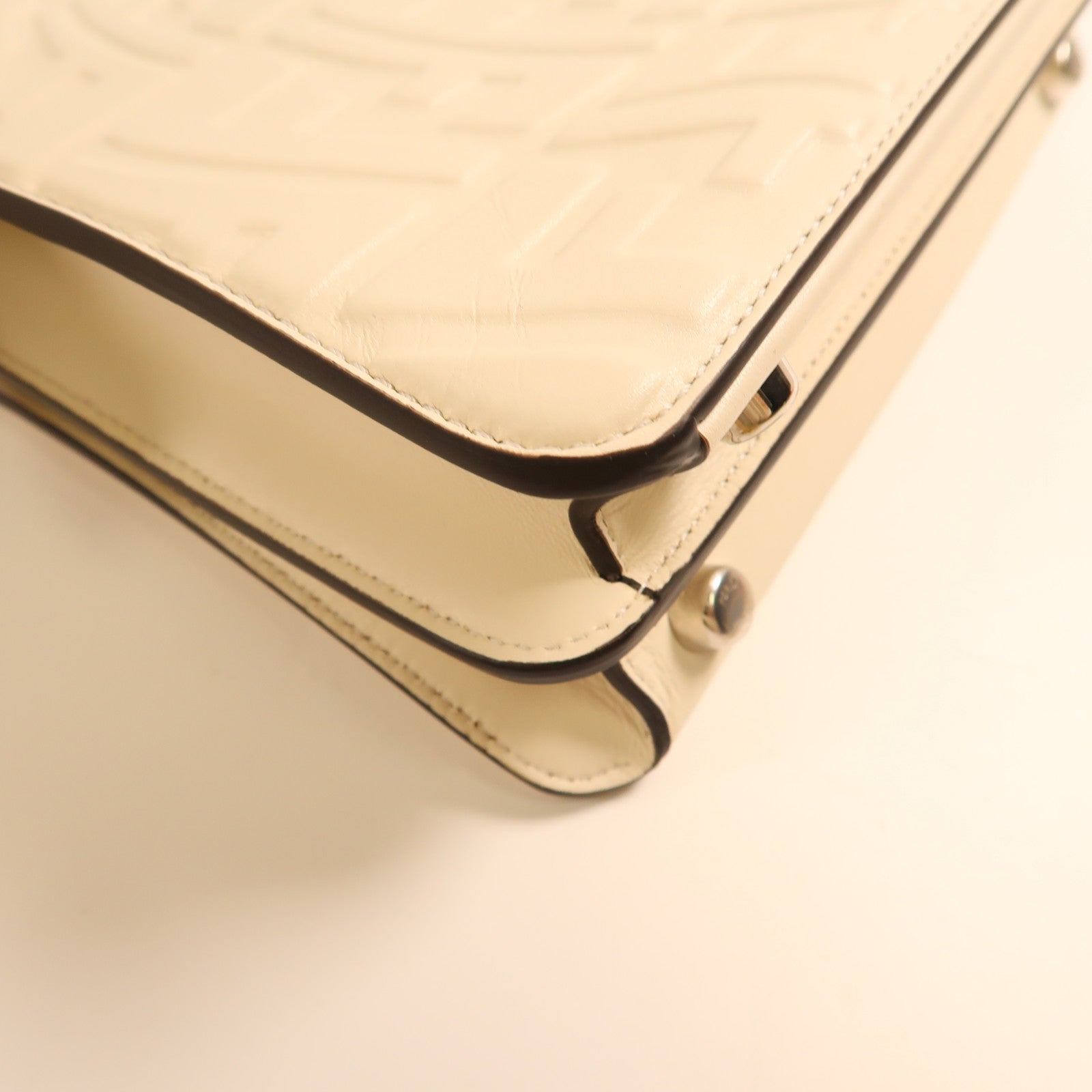 FENDI SHW Peekaboo 2Way Shoulder Handbag Calfskin Leather 7VA530 White