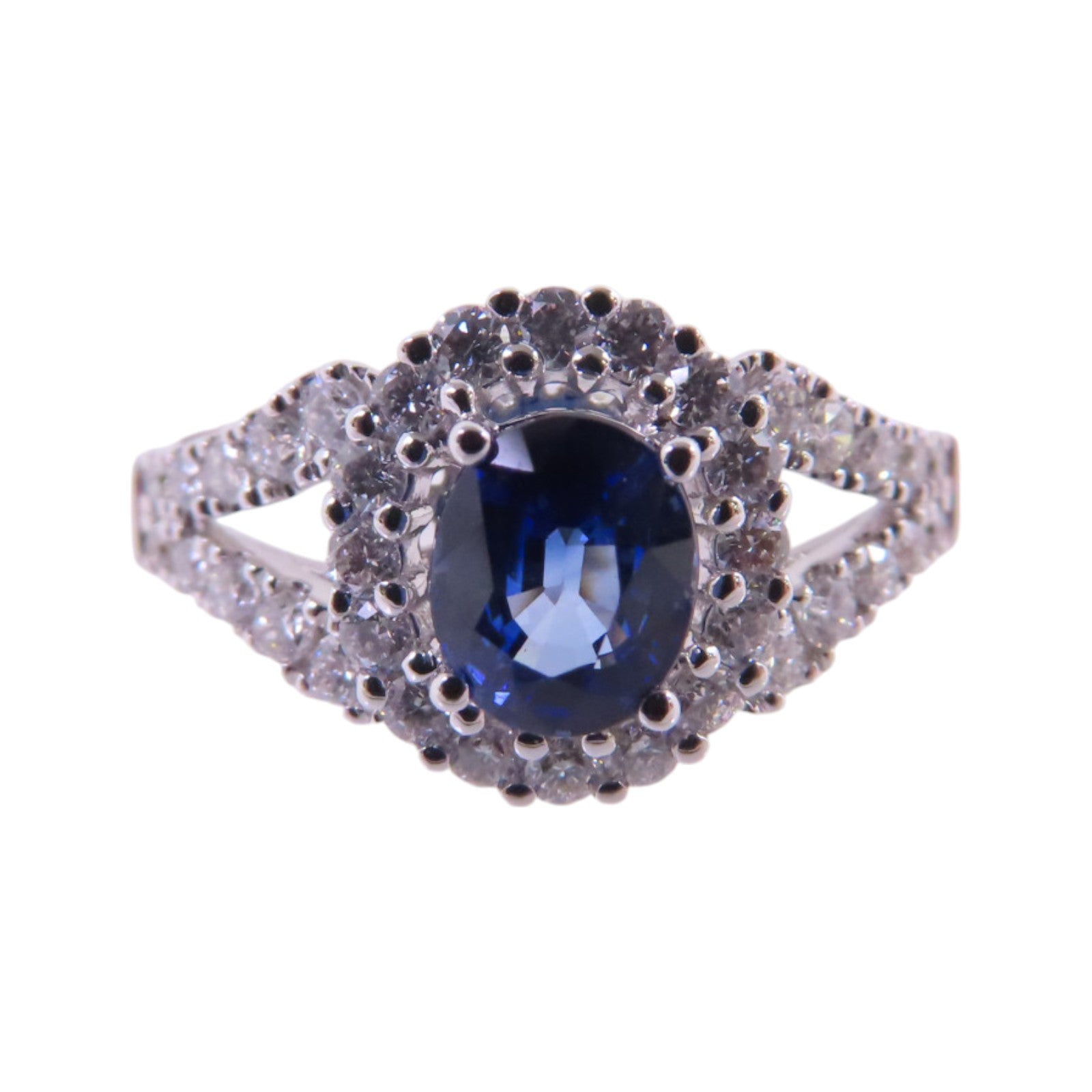 JEWELRY 18K白金/藍寶石/鑽石Sapphire Diamond Ring戒指US#5.5