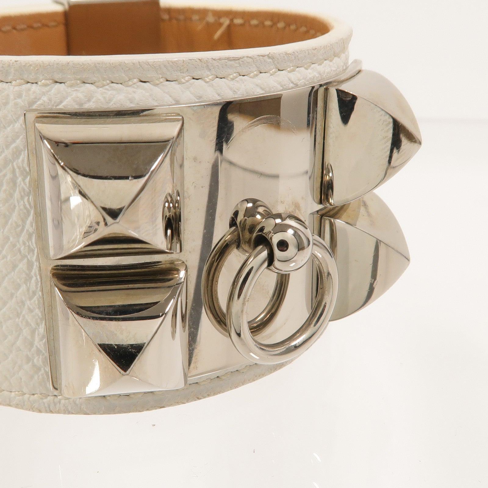 HERMES Epsom皮革/金屬Collier De Chien Bracelet手鐲