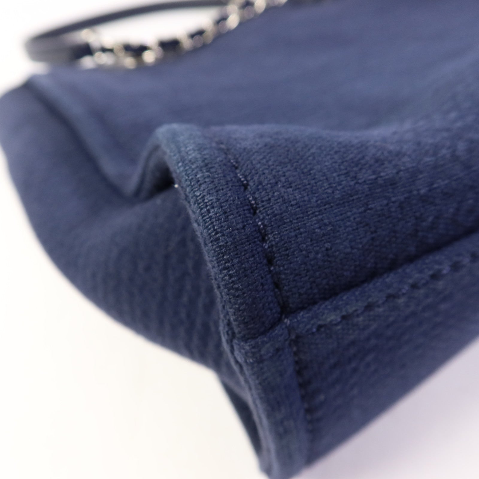 CHANEL 帆布Deauville Tote銀扣鏈帶肩背袋