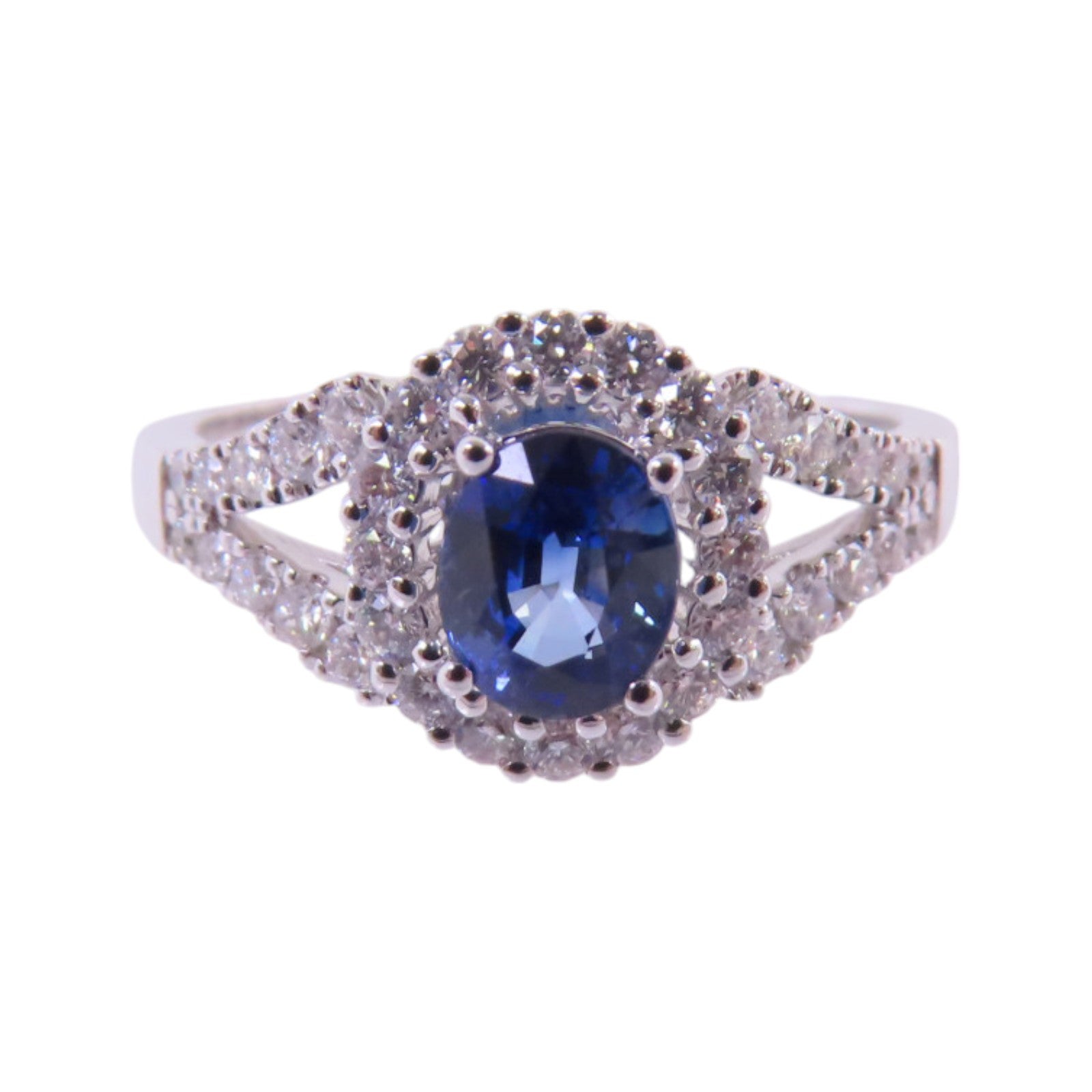 JEWELRY 【激減優惠】18K白金/藍寶石/鑽石Sapphire Diamond Ring戒指US#5.5