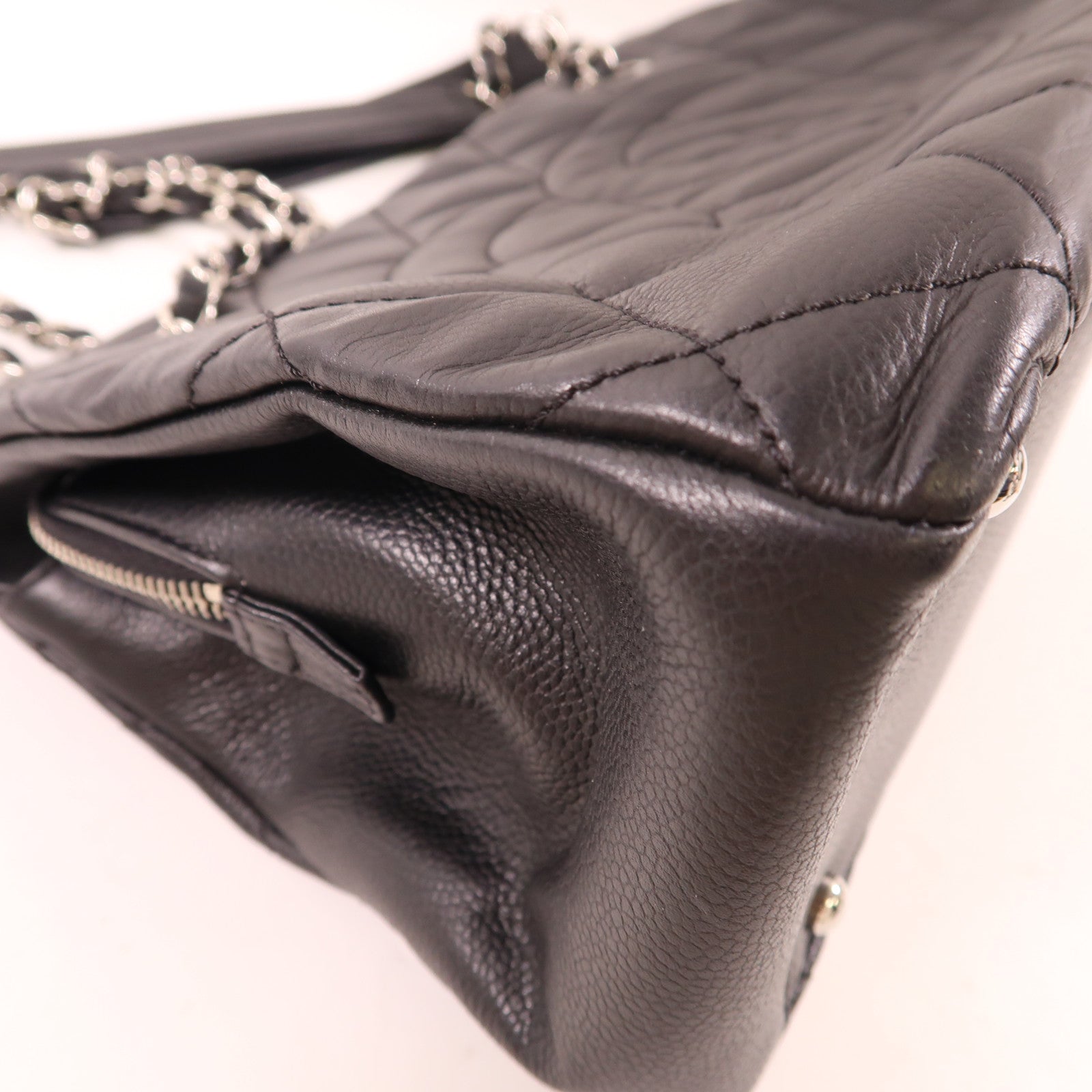 CHANEL 牛皮皮革Shoulder Tote銀扣鏈帶肩背袋/手挽袋