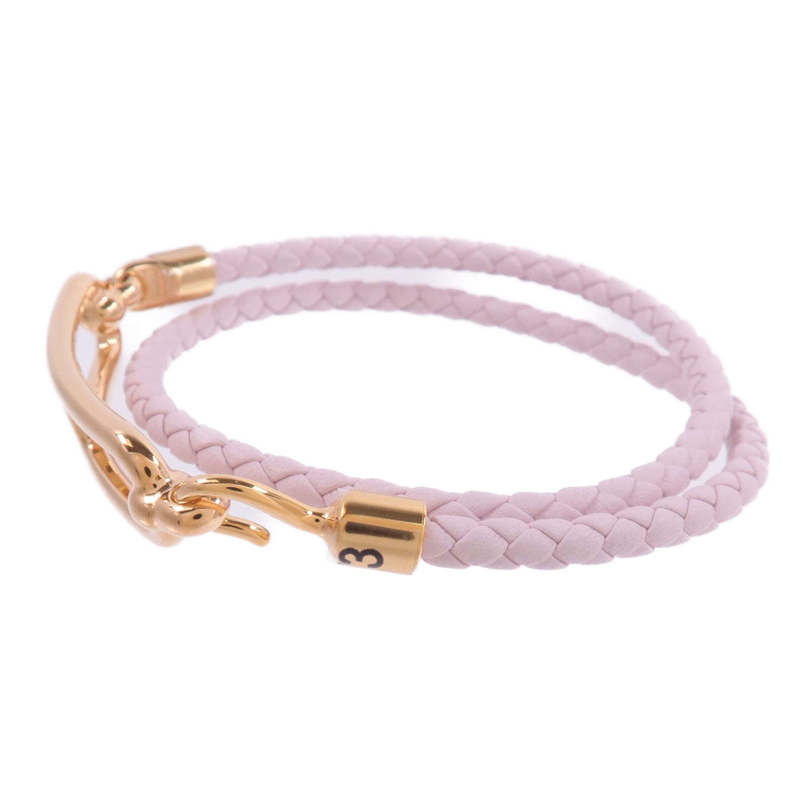 HERMES Swift皮革Roulis Double Tour Bracelet手帶Mauve Pale