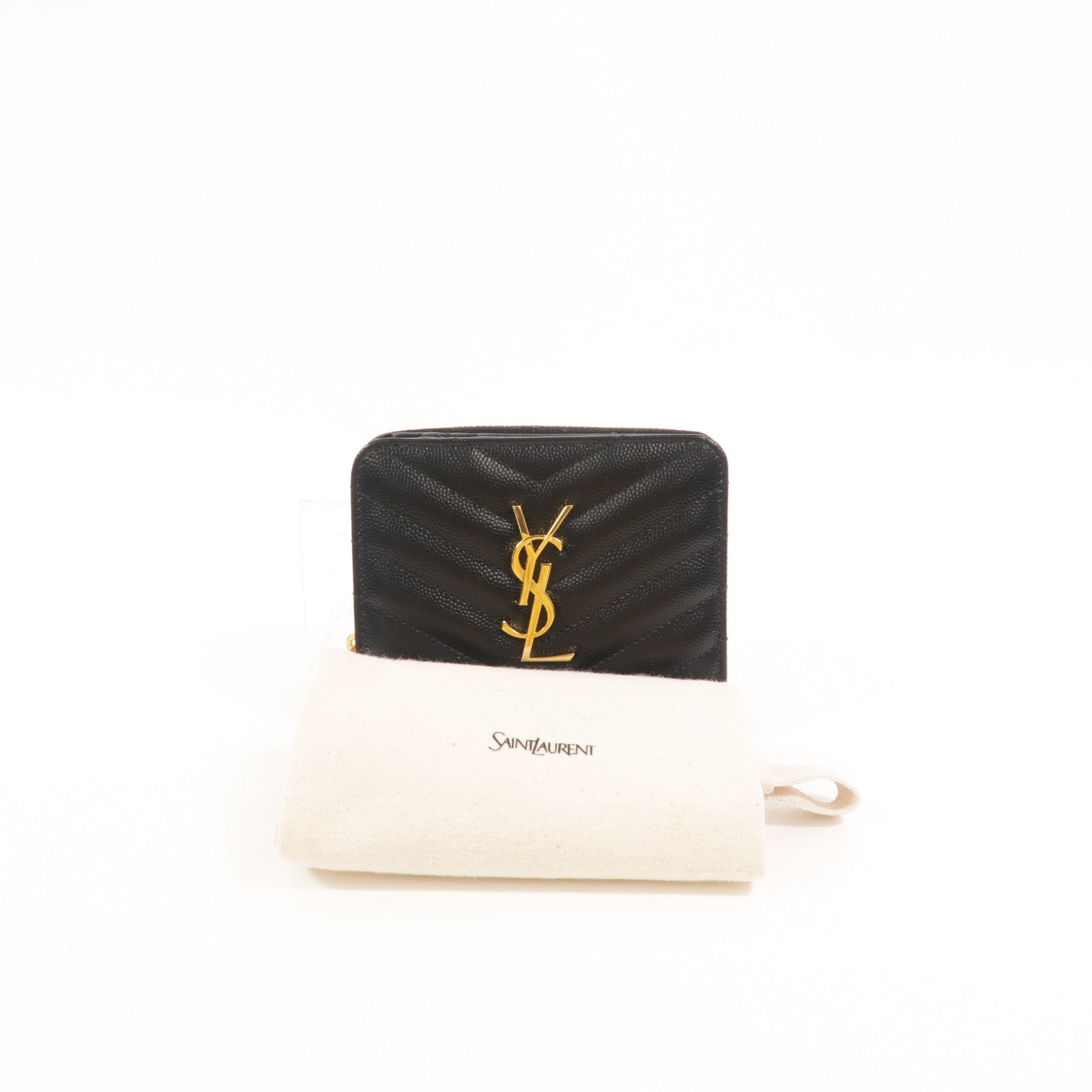 SAINT LAURENT 牛皮皮革Zip Round Wallet錢包