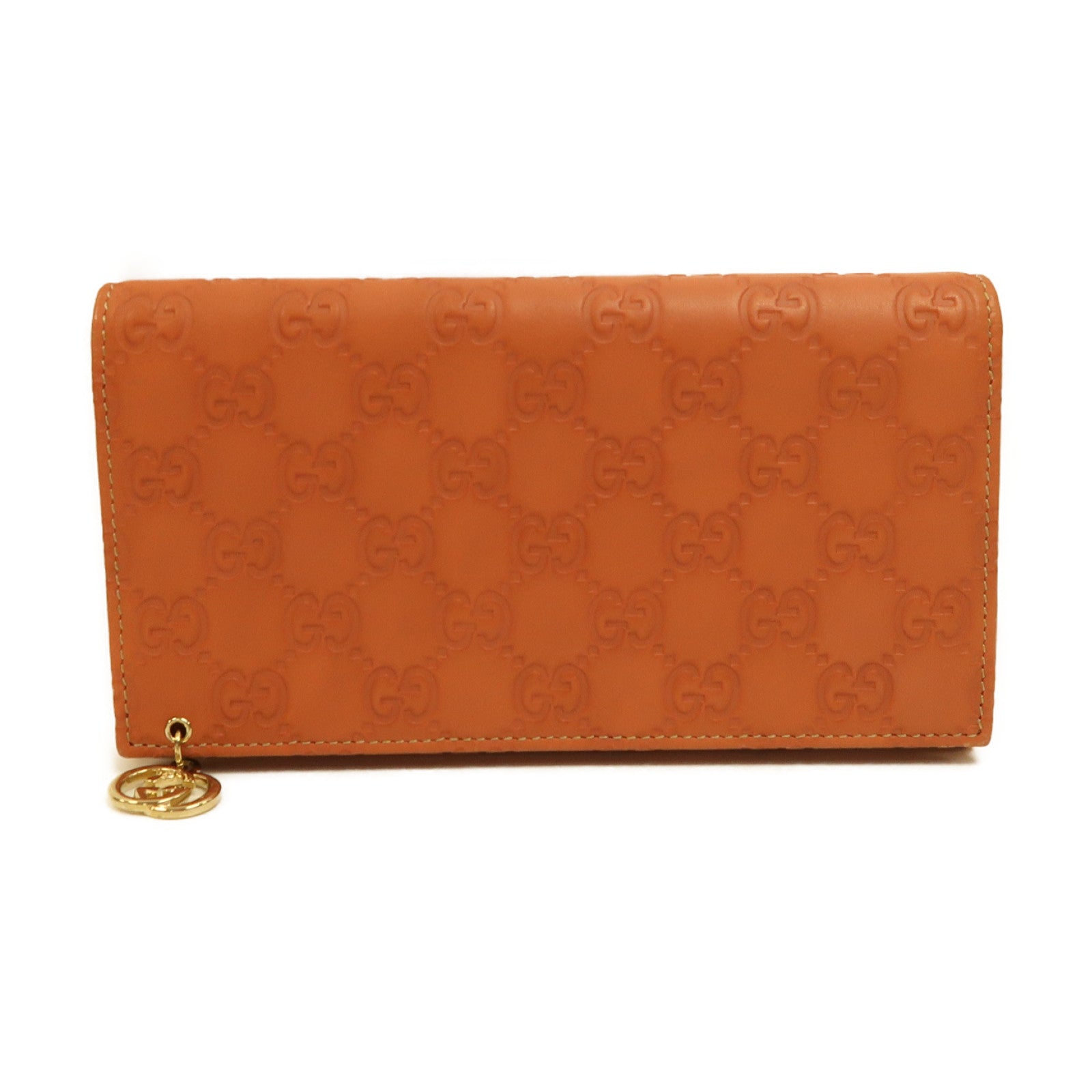 GUCCI 牛皮皮革Long Wallet金扣長錢包橙色