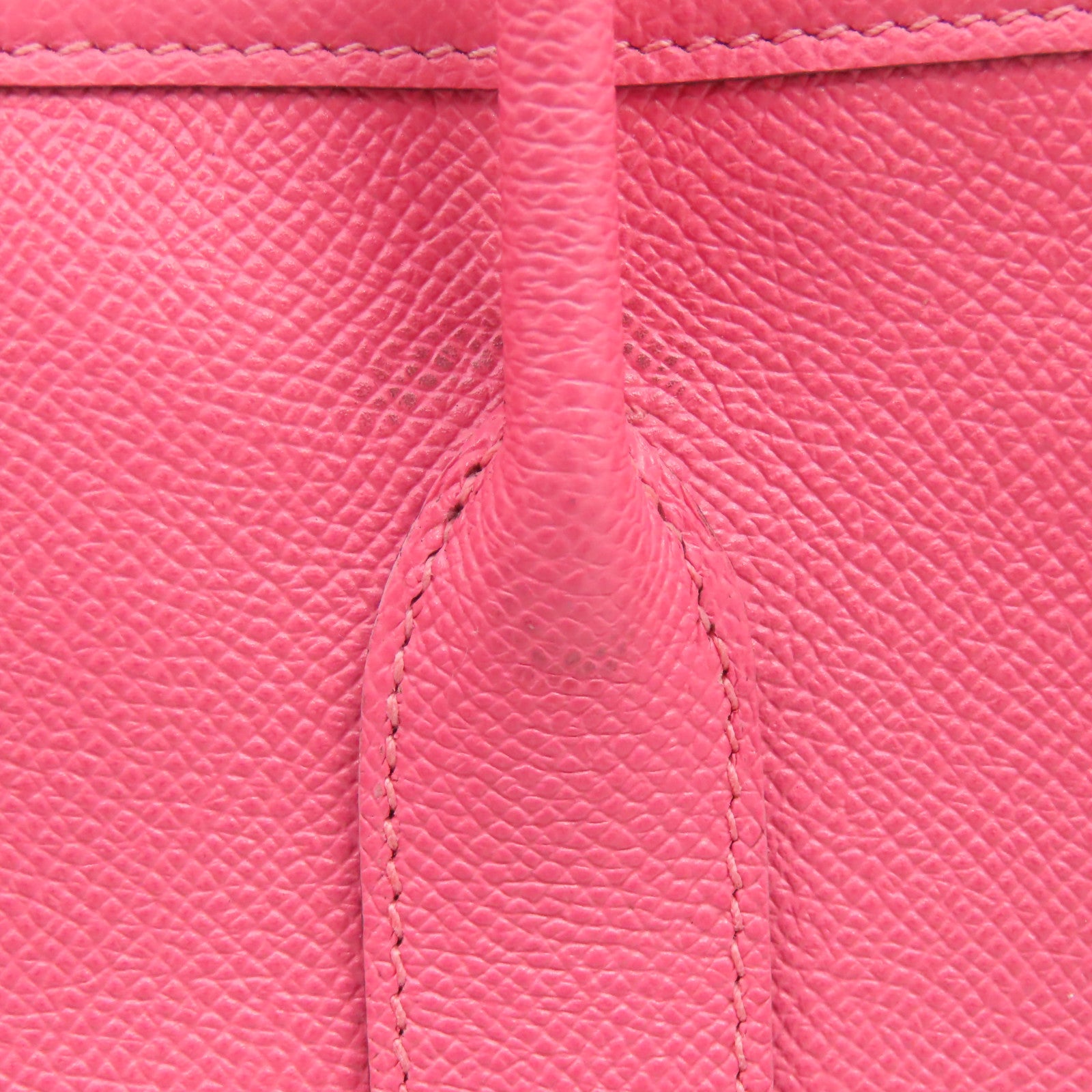 HERMES Epsom皮革Garden Party TPM銀扣手挽袋杜鵑粉紅色