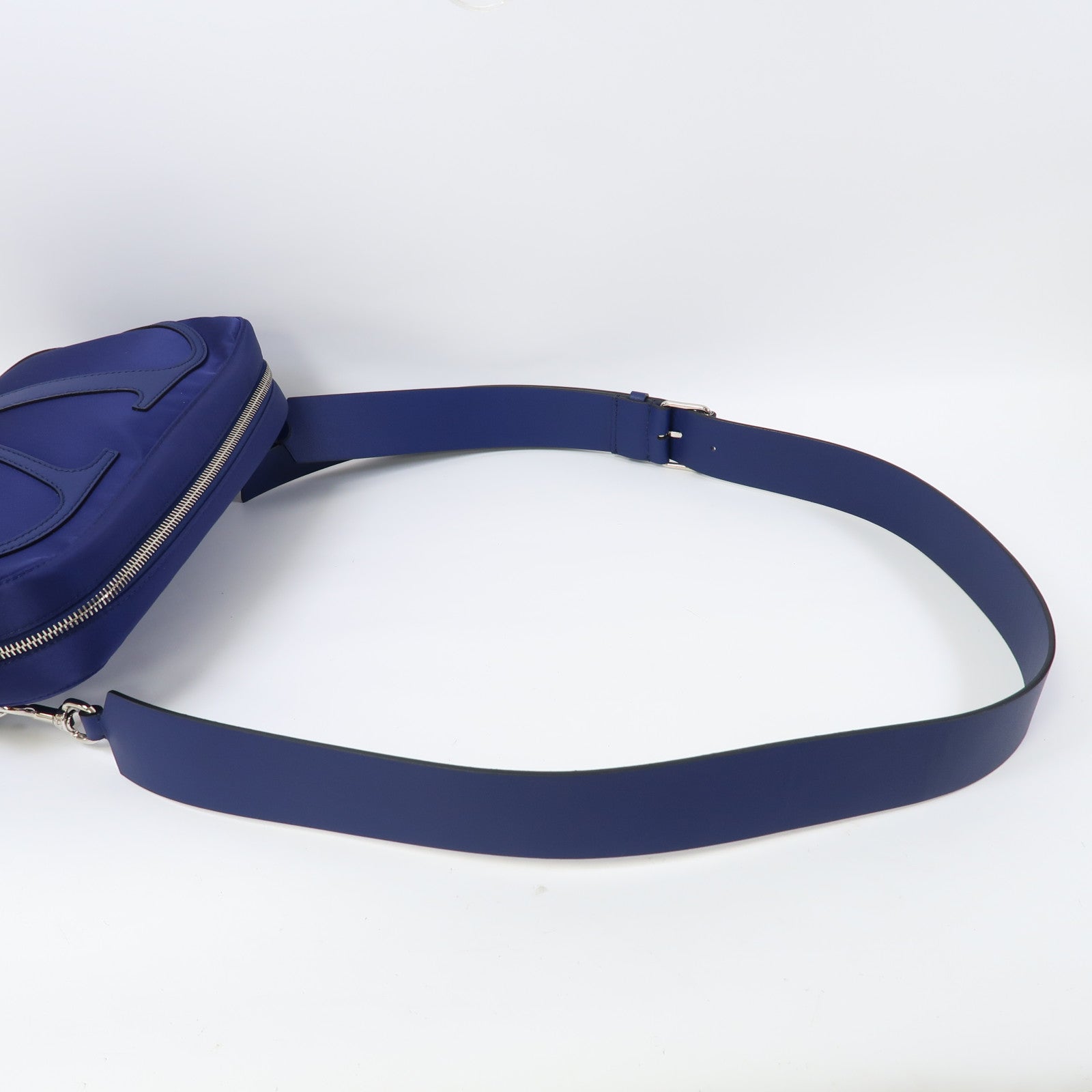 Valentino 尼龍Belt Bag銀扣腰包藍色