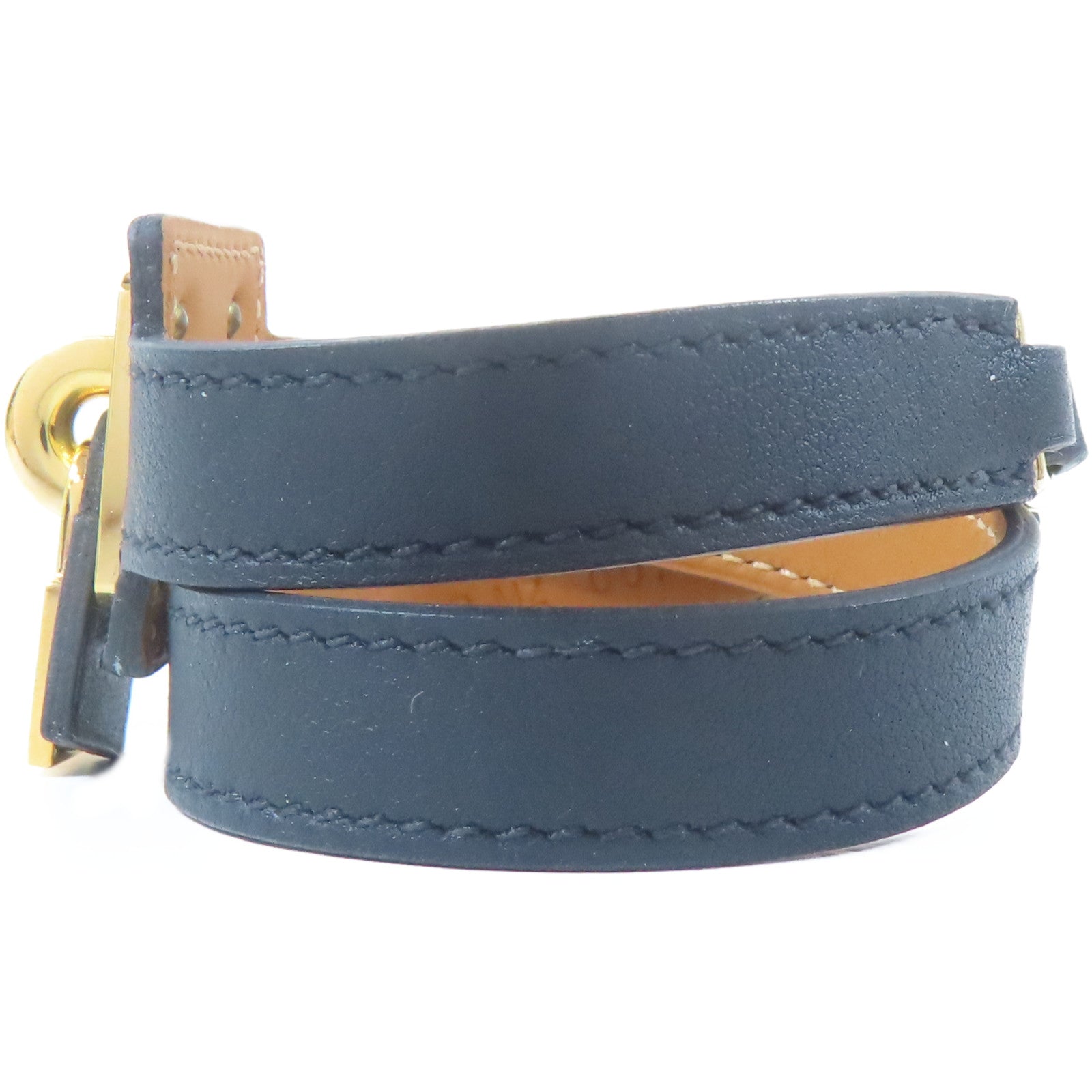 HERMES Swift皮革O'Kelly Bracelet金扣手鐲黑色