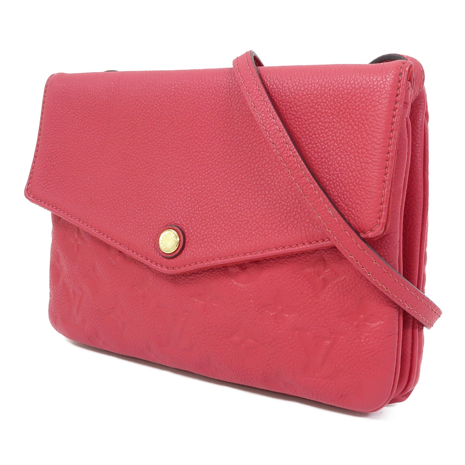 LOUIS VUITTON Monogram Empreinte Twice金扣肩背袋紅色