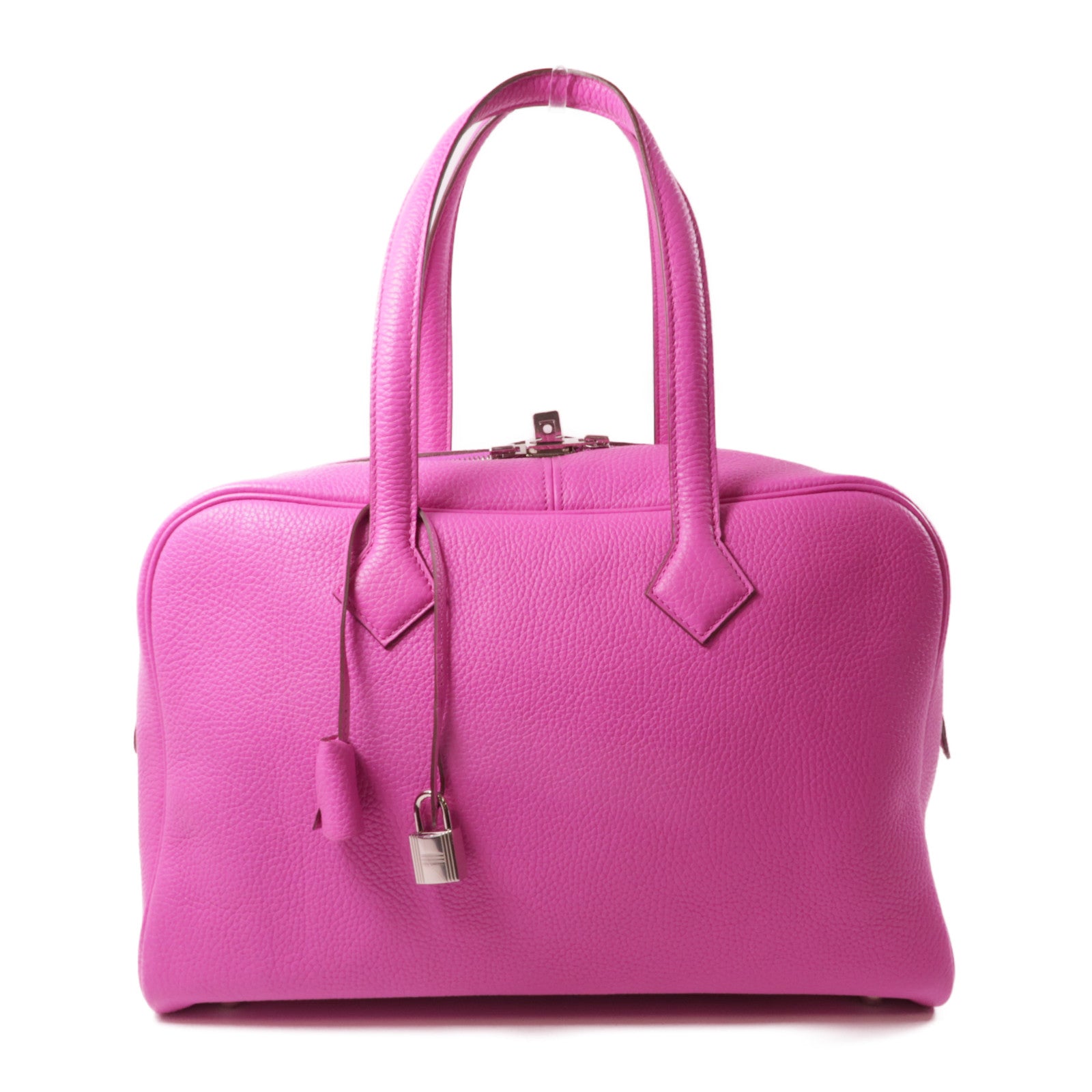 HERMES Clemence皮革Victroria銀扣肩背袋Magnolia粉紅色