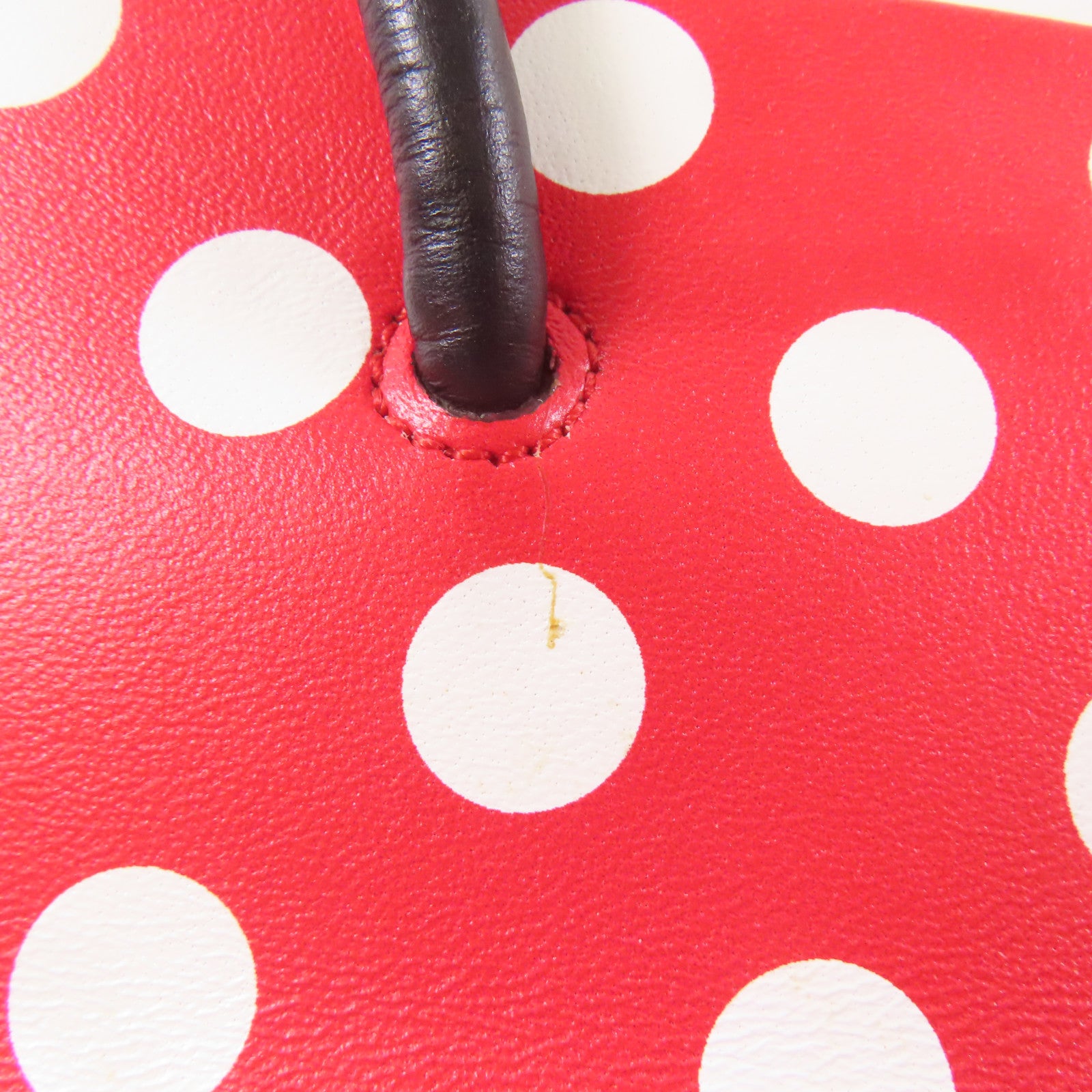 MOSCHINO Tote Bag Handbag 2 Way Shoulder Bag Calfskin Leather Red/White