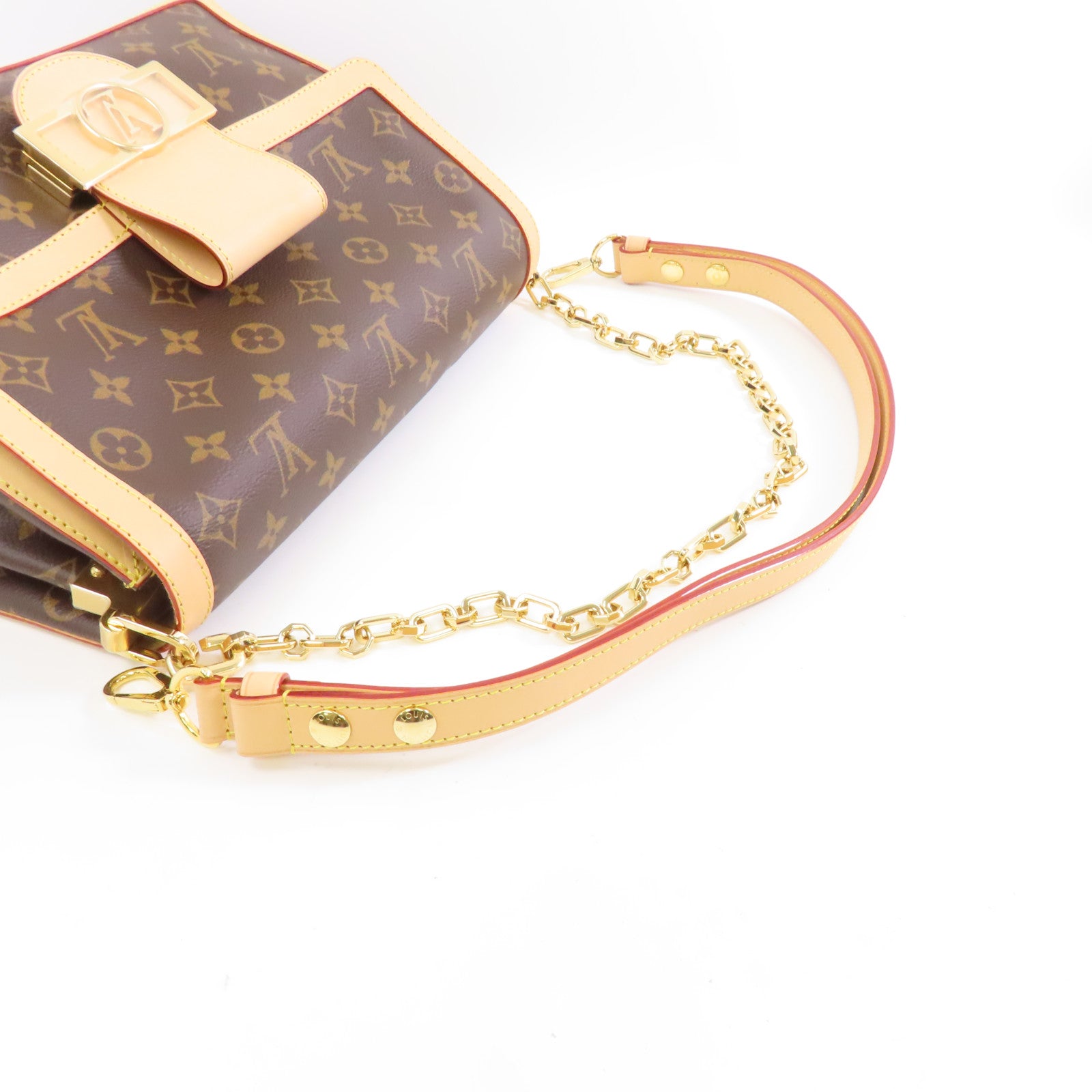 LOUIS VUITTON 【激減優惠】Monogram Dauphine Soft GM金扣手挽肩背兩用袋棕色