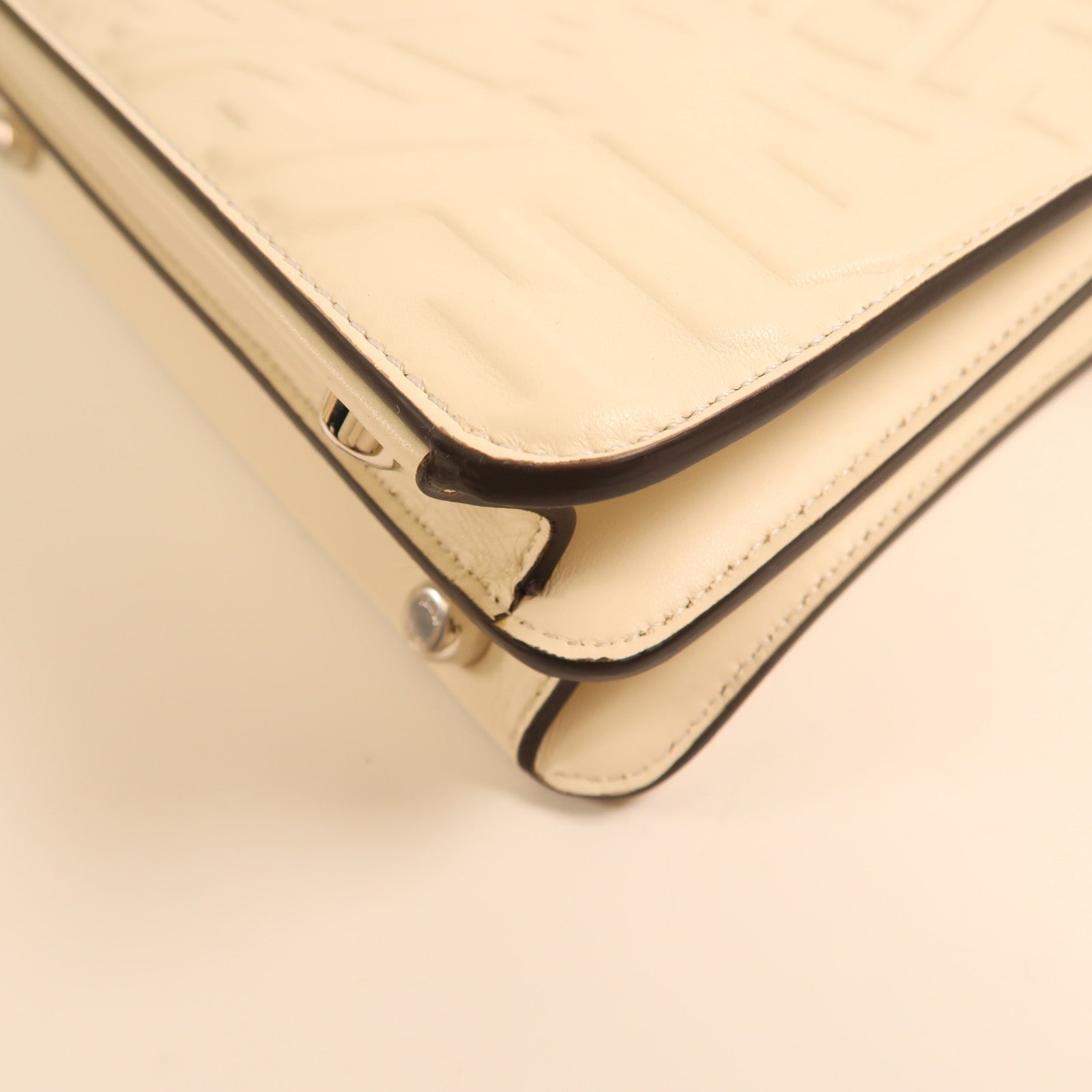 FENDI SHW Peekaboo 2Way Shoulder Handbag Calfskin Leather 7VA530 White