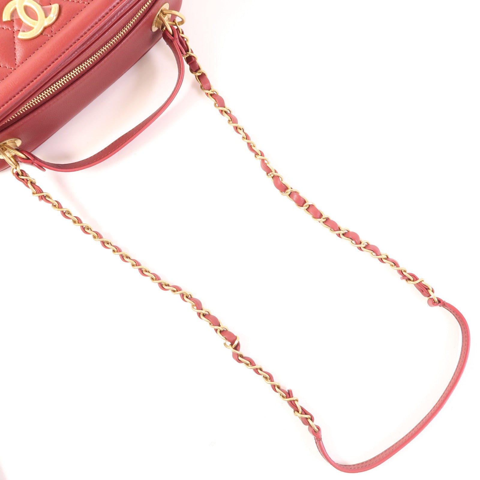 CHANEL 羊皮皮革Shoulder Bag金扣手挽肩背兩用袋