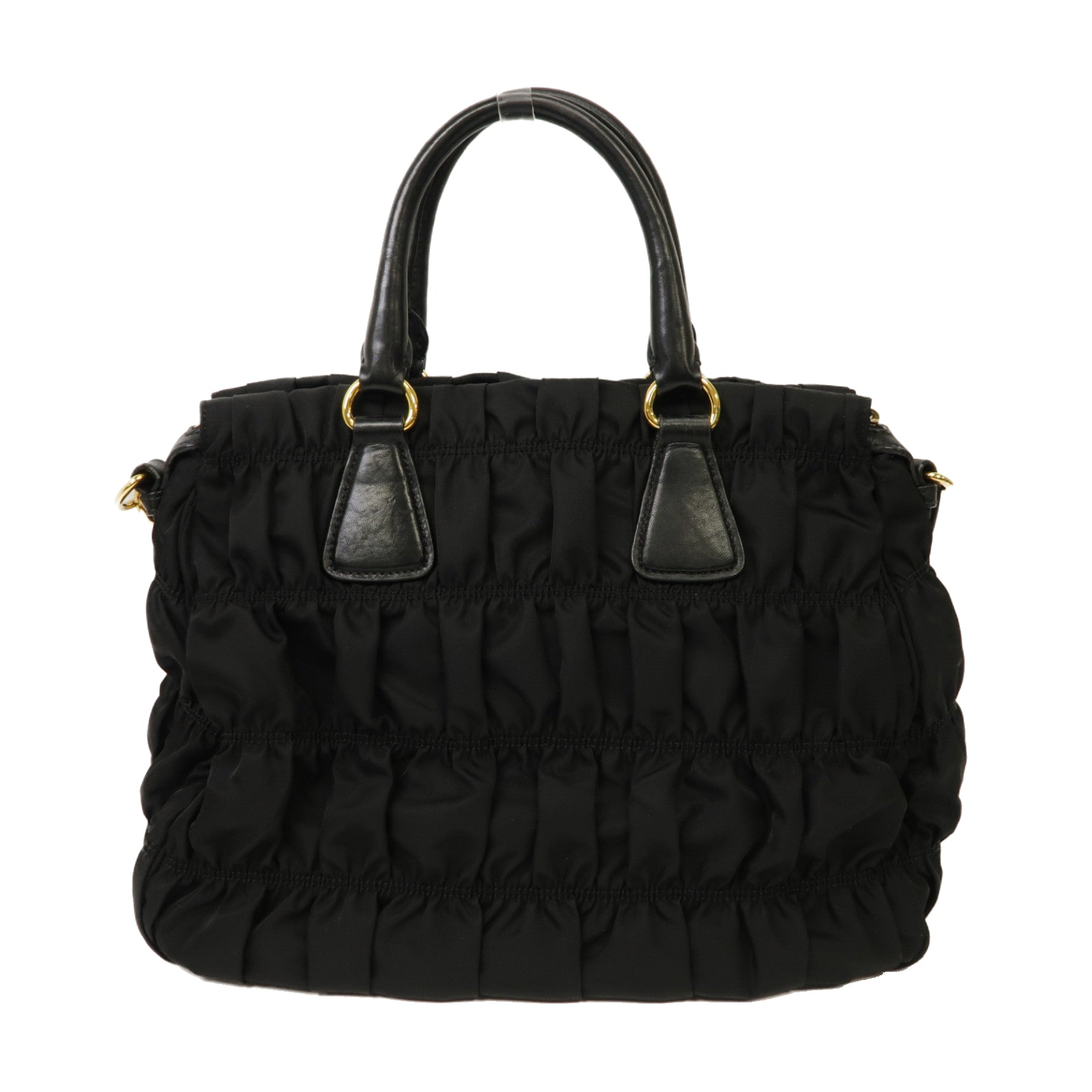 PRADA 尼龍/牛皮皮革2 Way Shoulder金扣手挽肩背兩用袋黑色