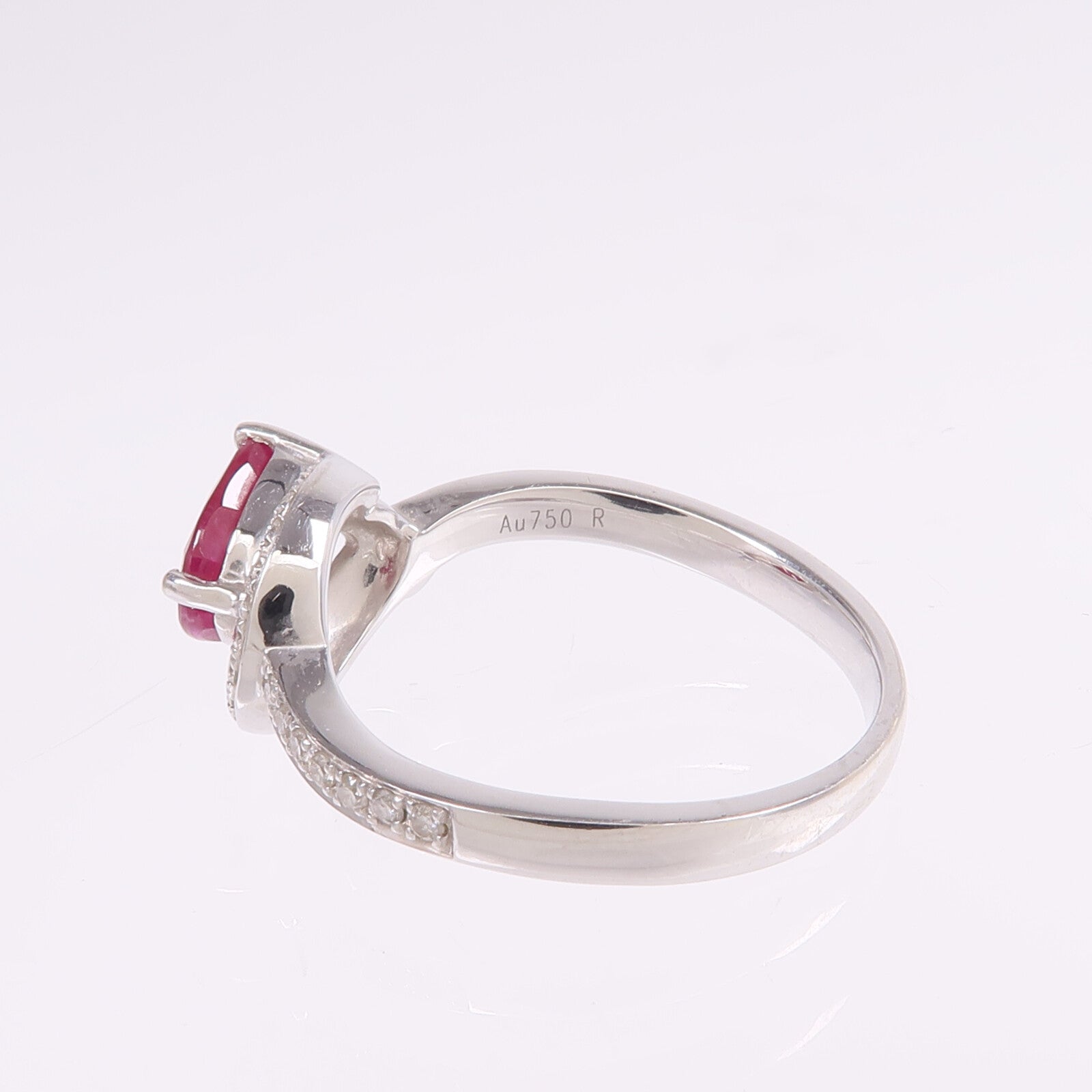 JEWELRY 18K白金Ruby Diamond Ring紅寶石/鑽石戒指US#6.5