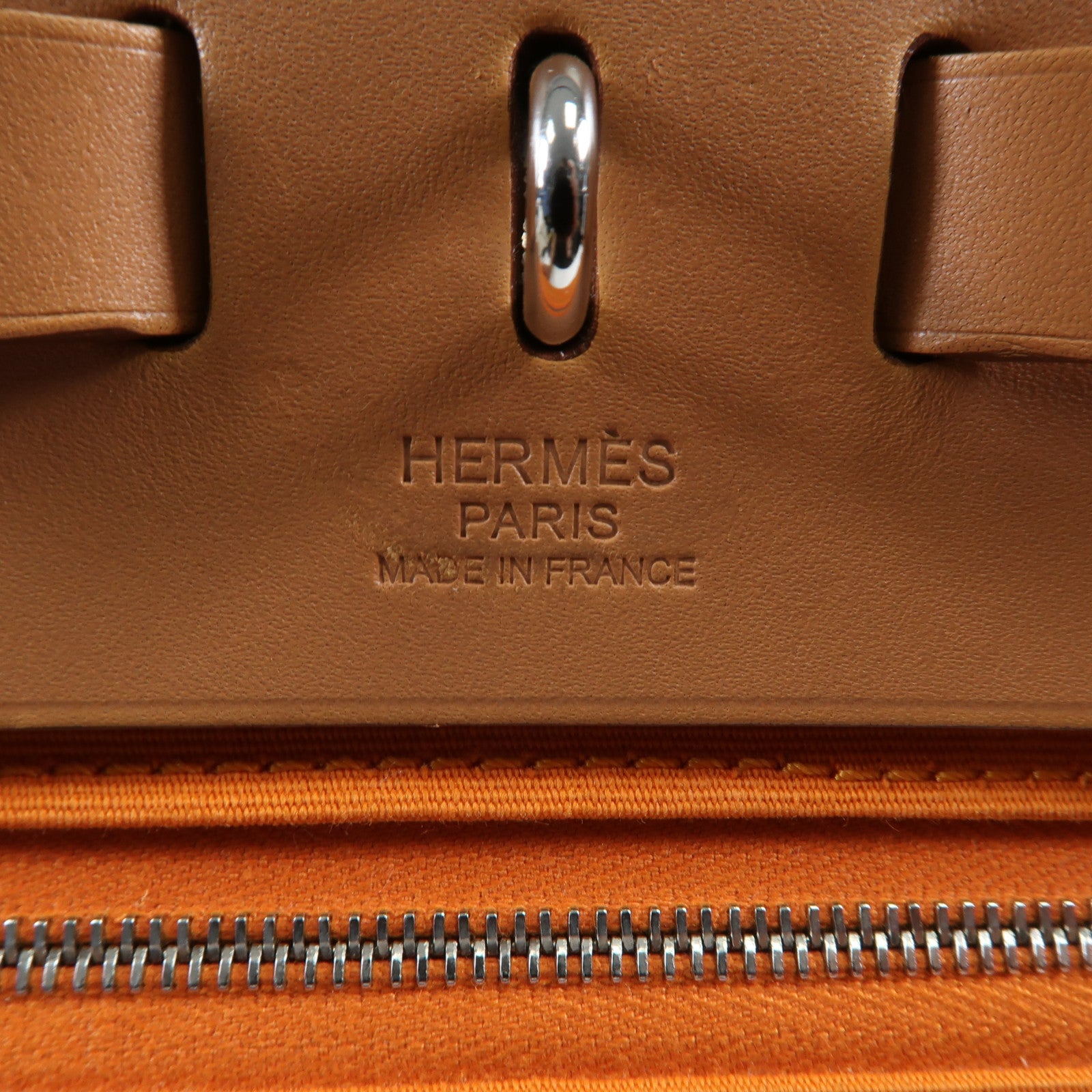 HERMES 帆布Herbag PM銀扣手挽肩背兩用袋Orange